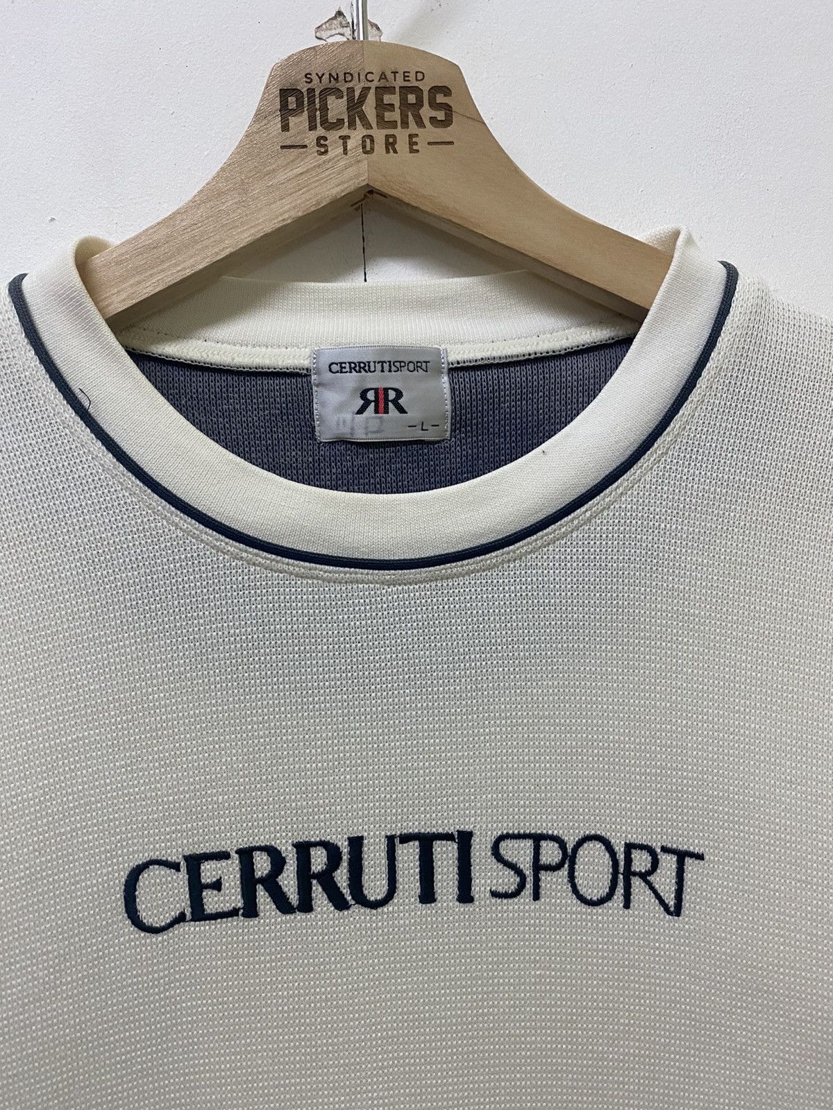 Cerruti 1881 × Vintage Vintage 90s Cerutti Sport Crewneck Spellout Pullover White Size US M / EU 48-50 / 2 - 4 Thumbnail