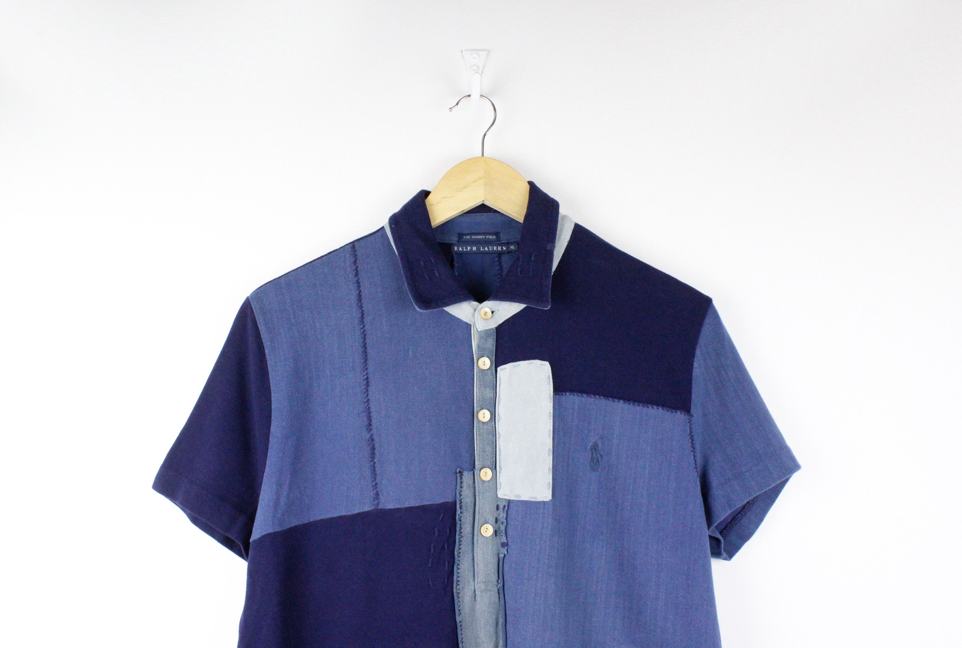 Indigo × Polo Ralph Lauren × Ralph Lauren Polo Ralph Lauren Logo Indigo Boro Patchwork Polo Shirt Size US M / EU 48-50 / 2 - 2 Thumbnail