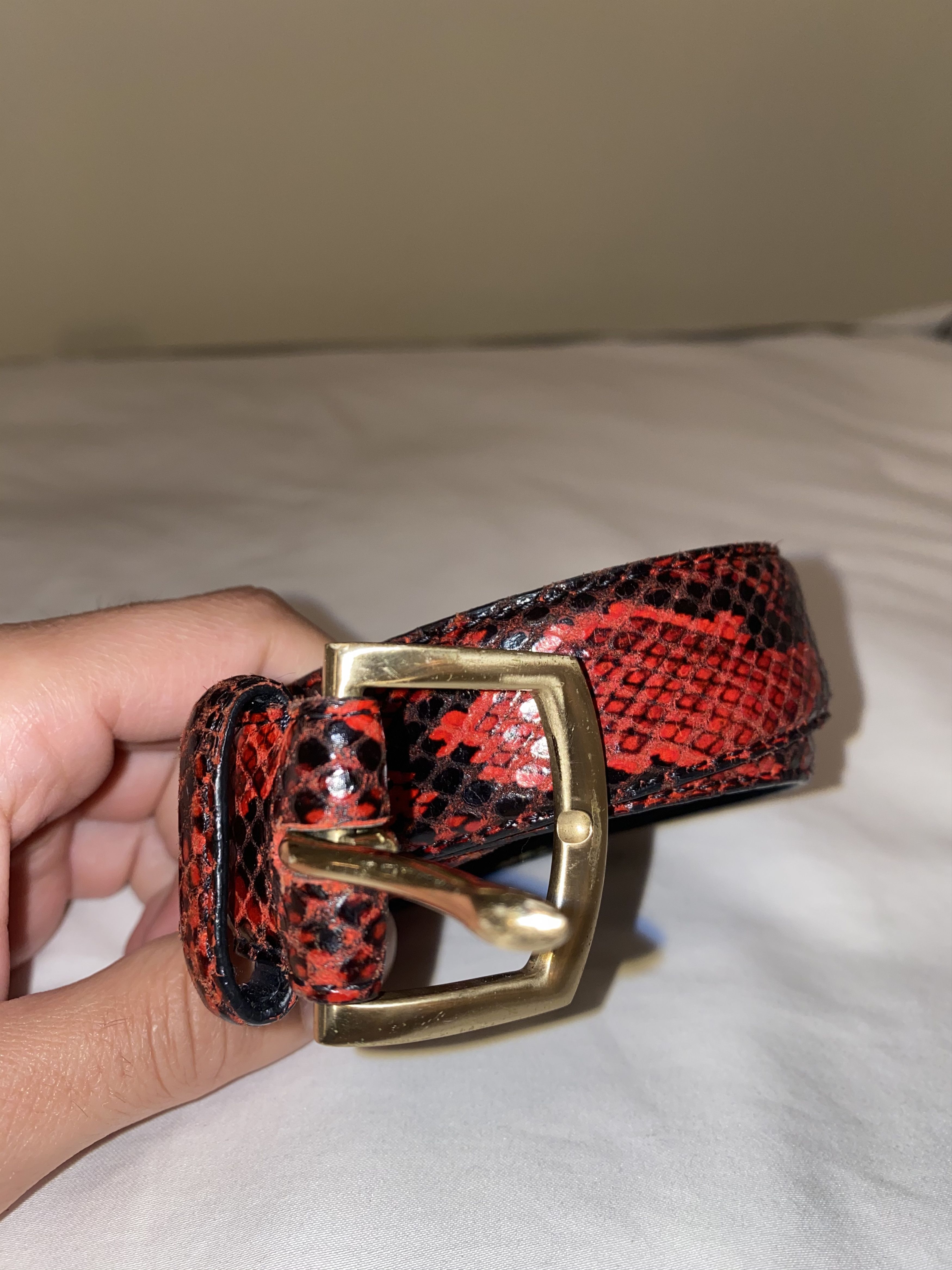 Supreme Supreme Red Faux Snakeskin Belt Grailed