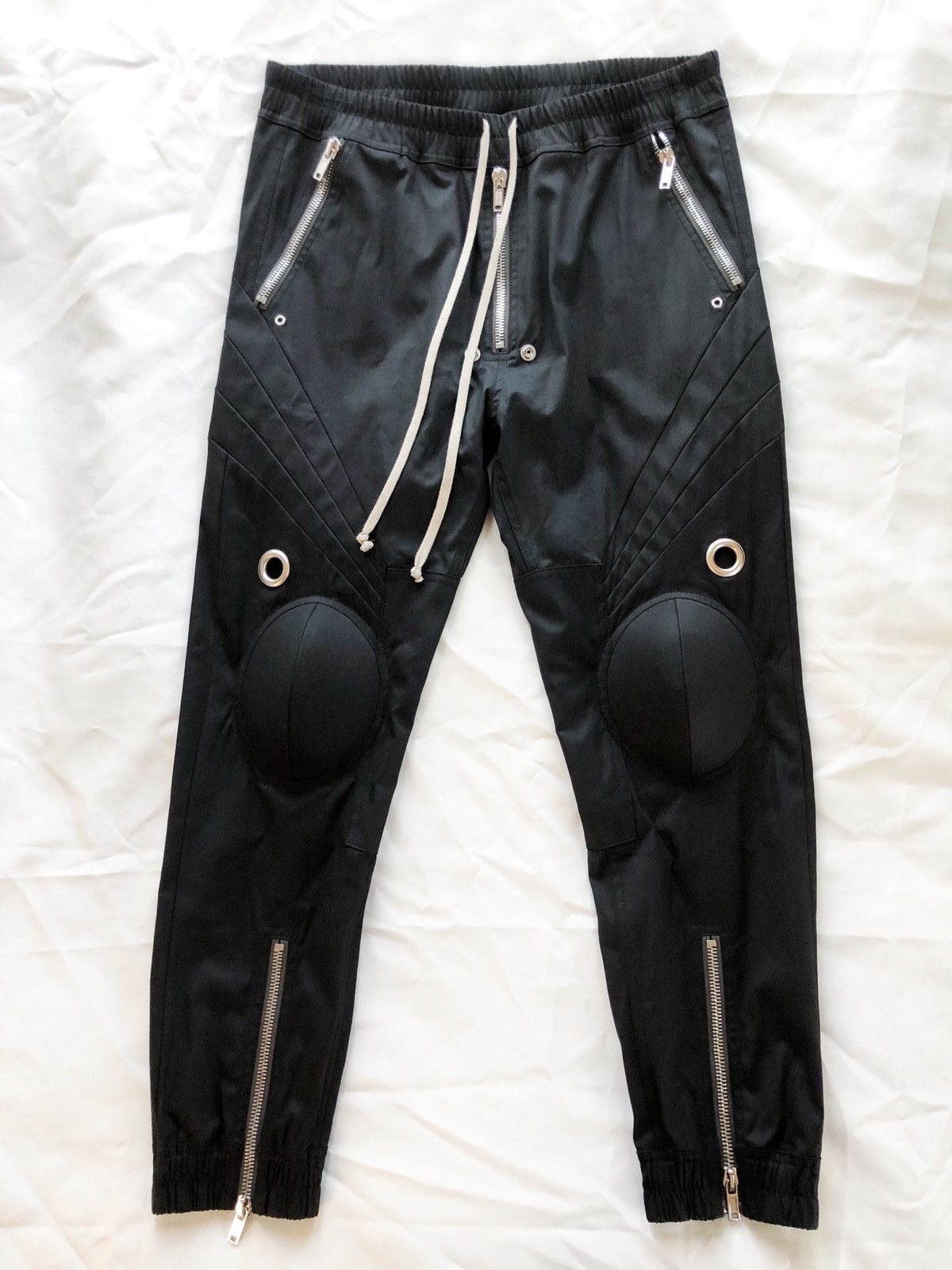 image of Rick Owens Ss21 Cotton Biker Jogger Pants in Black, Men's (Size 36)
