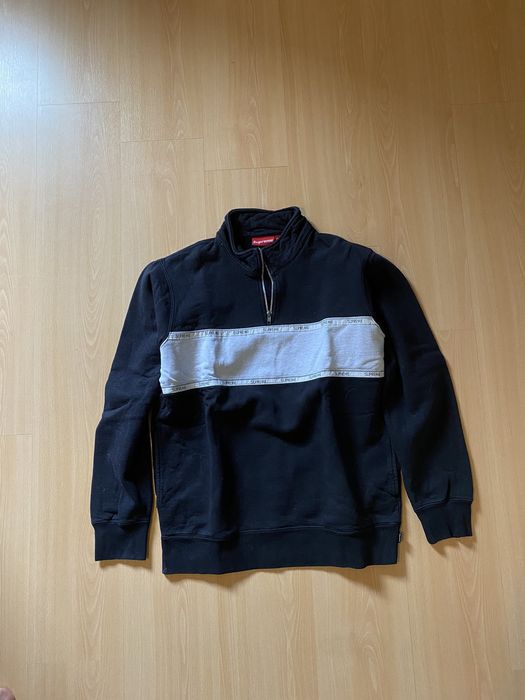 Supreme Supreme Logo Tape Stripe Half Zip Sweat | Grailed