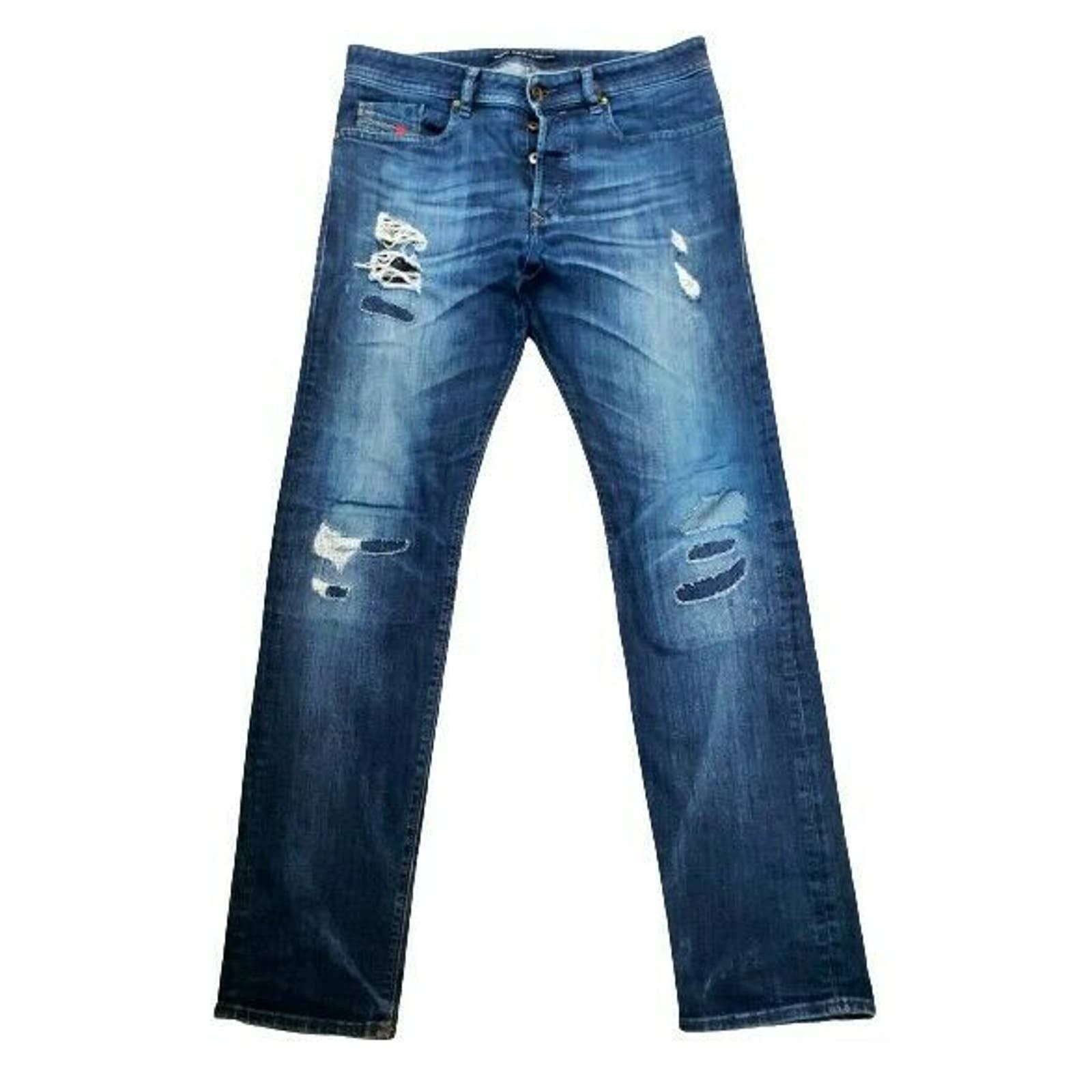 Diesel DNA Buster Slim Tapered Patch Stretch Distressed