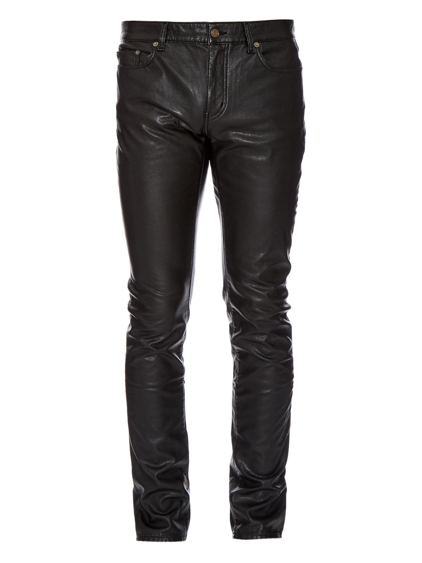 Saint laurent faux leather jeans outlet