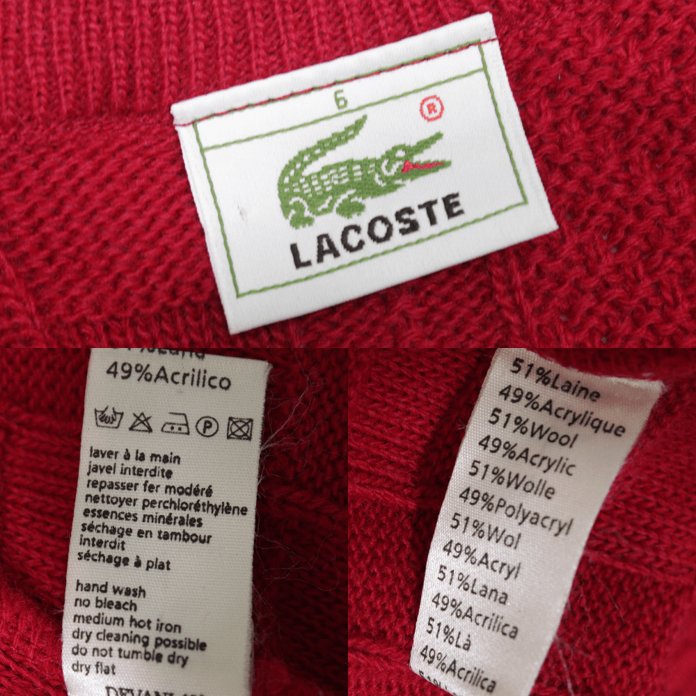 Lacoste 90S Logo Wool Acryl Knit Vintage Size US L / EU 52-54 / 3 - 8 Thumbnail