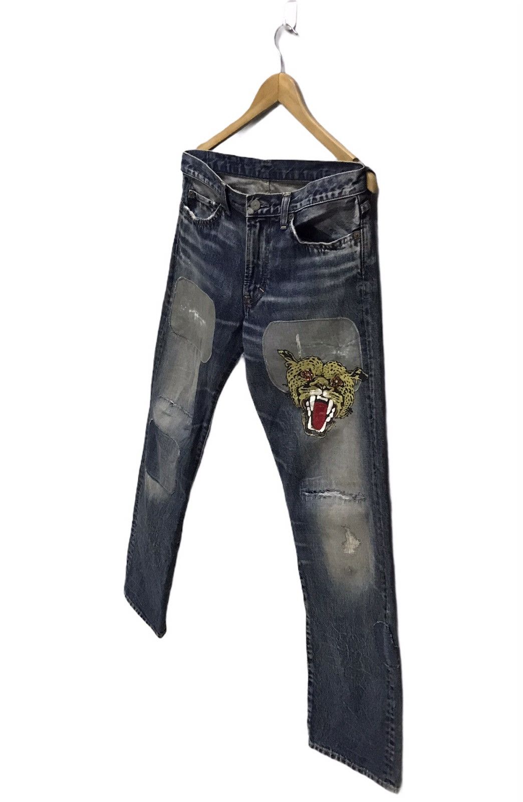 Japanese Brand Vintage RNA Inc. patchwork distressed denim Size US 32 / EU 48 - 2 Thumbnail