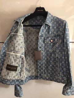 Louis Vuitton Monogram Jacquard Denim Jacket Supreme Collaboration Size 48 Blue HDA91WALL Cotton100%