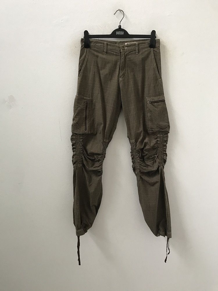 Vintage BOY'S ROOM Japan Wrinkle Leg Checks Cargo Trouser Pant Size US 30 / EU 46 - 2 Thumbnail