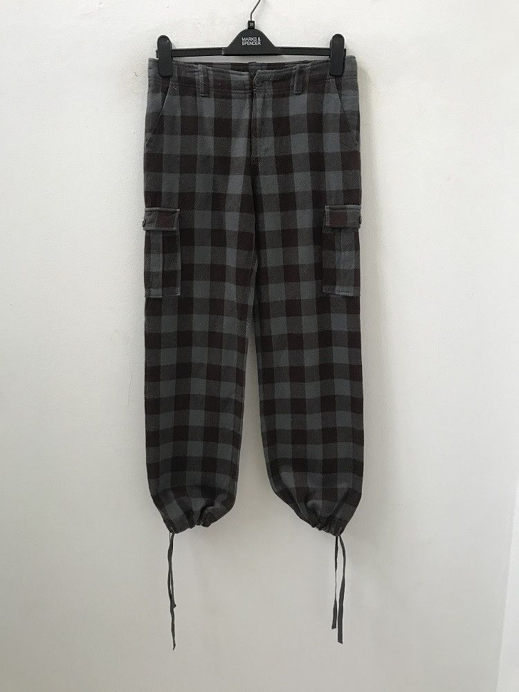 Vintage e Japan Check Drawstring Hem Cargo Trouser Pant Size US 30 / EU 46 - 1 Thumbnail