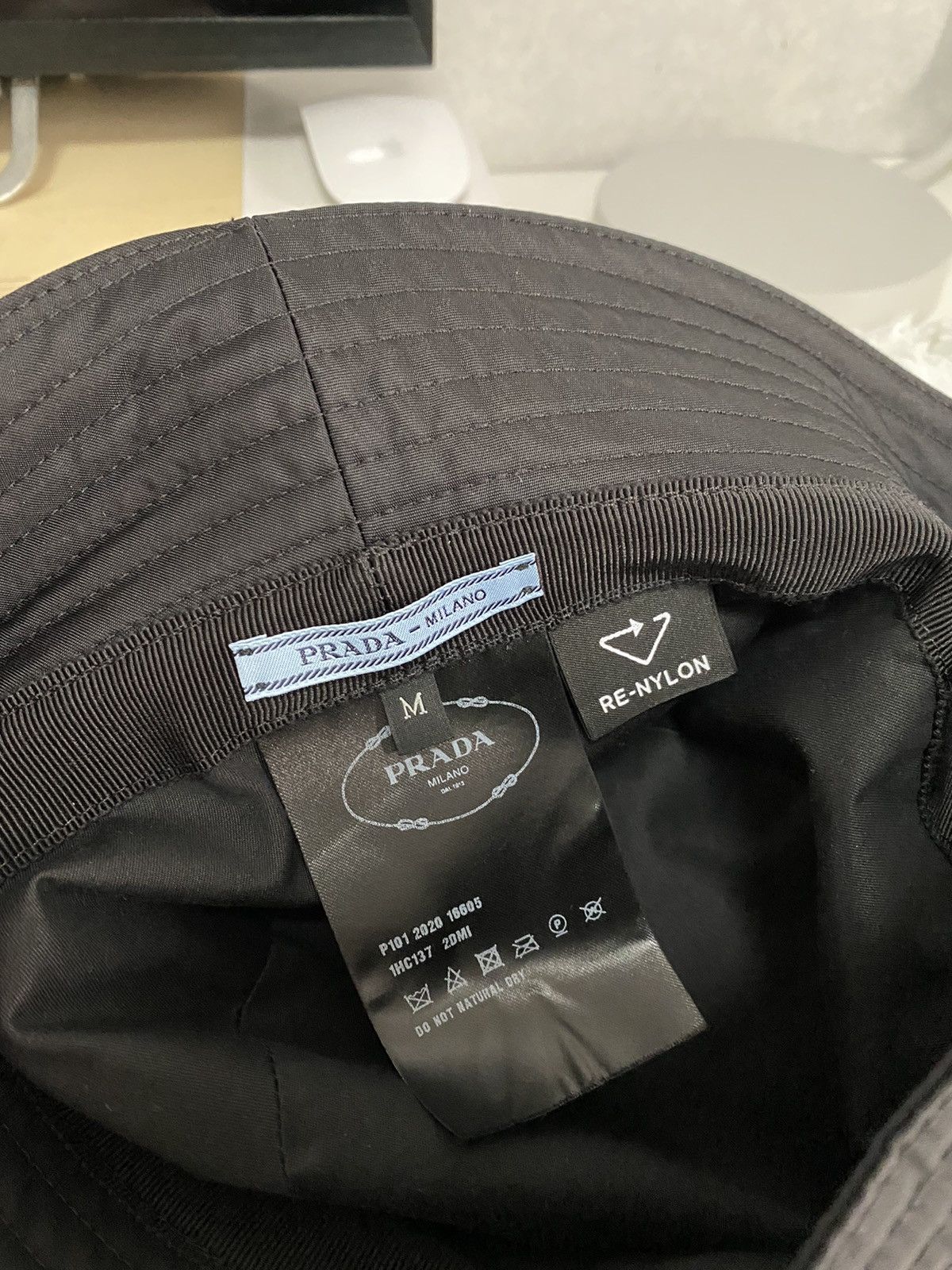 Prada Prada Logo Re-Nylon Black Bucket Hat Size ONE SIZE - 3 Thumbnail
