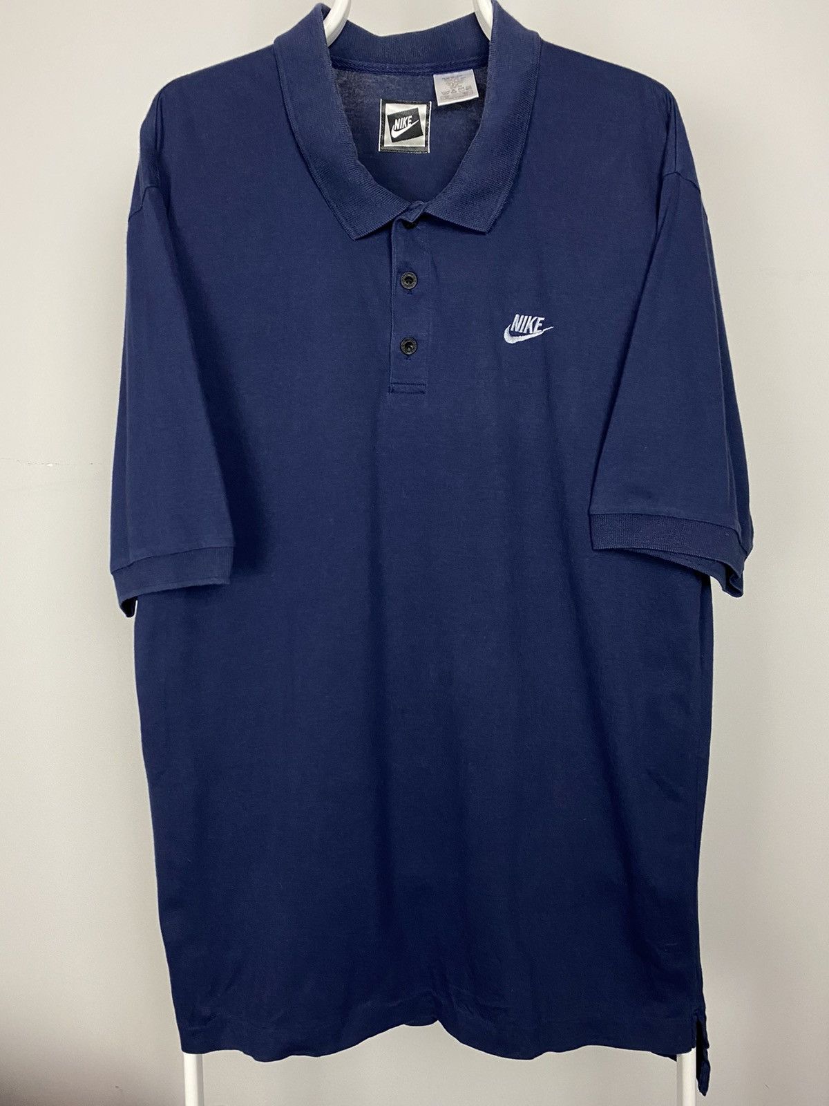 Nike × Vintage 90s Nike vintage navy polo T-shirt Size US XL / EU 56 / 4 - 1 Thumbnail