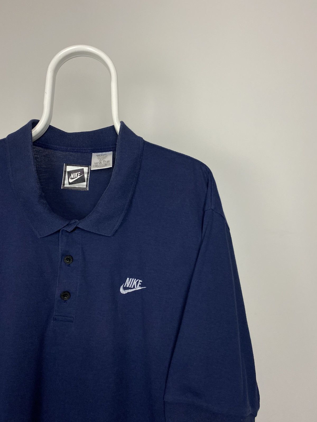 Nike × Vintage 90s Nike vintage navy polo T-shirt Size US XL / EU 56 / 4 - 2 Thumbnail