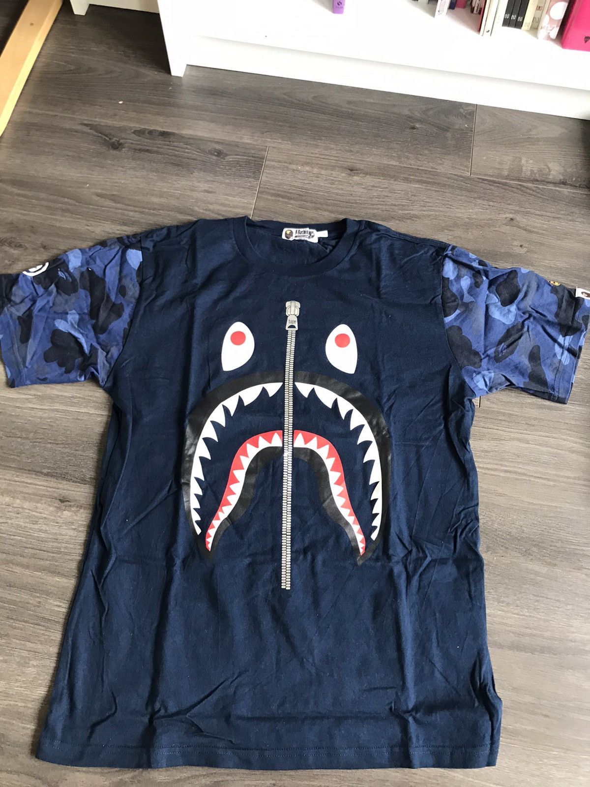 Color Camo Tee Bape Shark Tee Blue New BAPE Shark T-shirt 