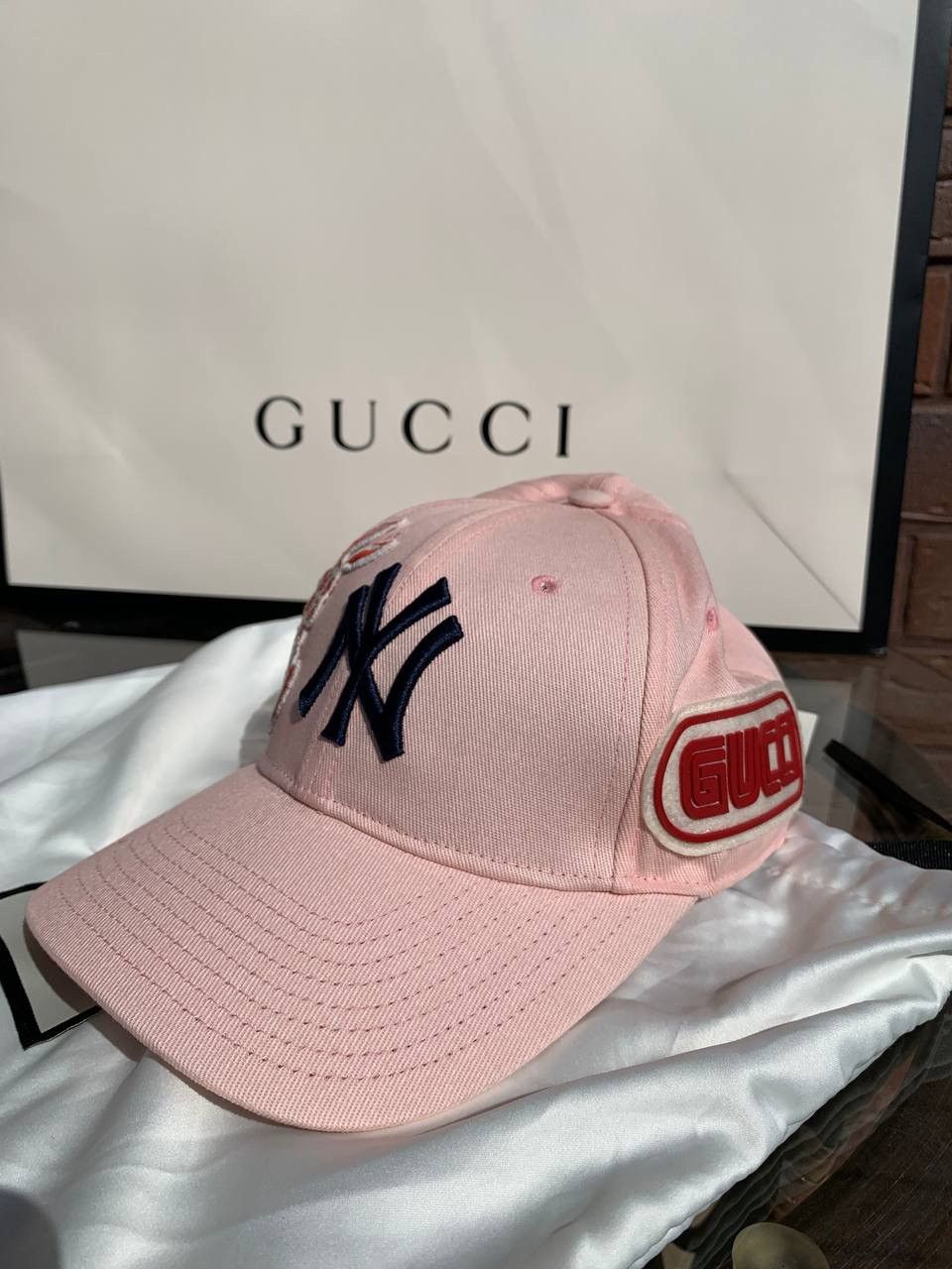 Gucci × MLB × New York Yankees FINAL DROP🔥 Gucci NY embroidered bunny logo  pink cap | Grailed