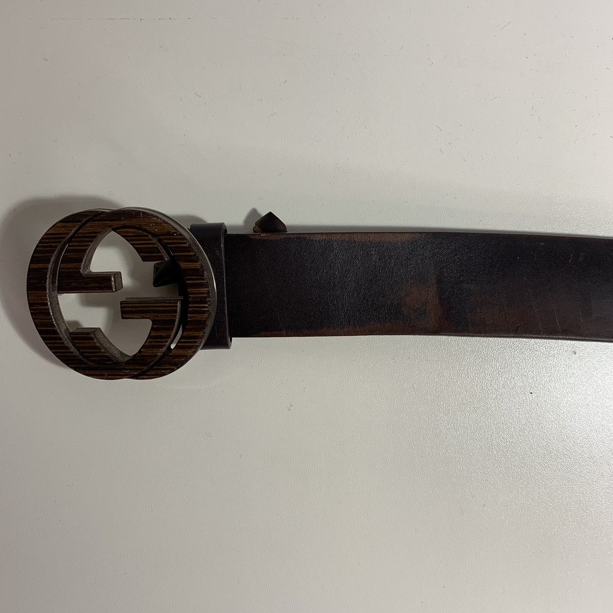 Gucci Wood GG Buckle Leather Belt 268235 Grailed