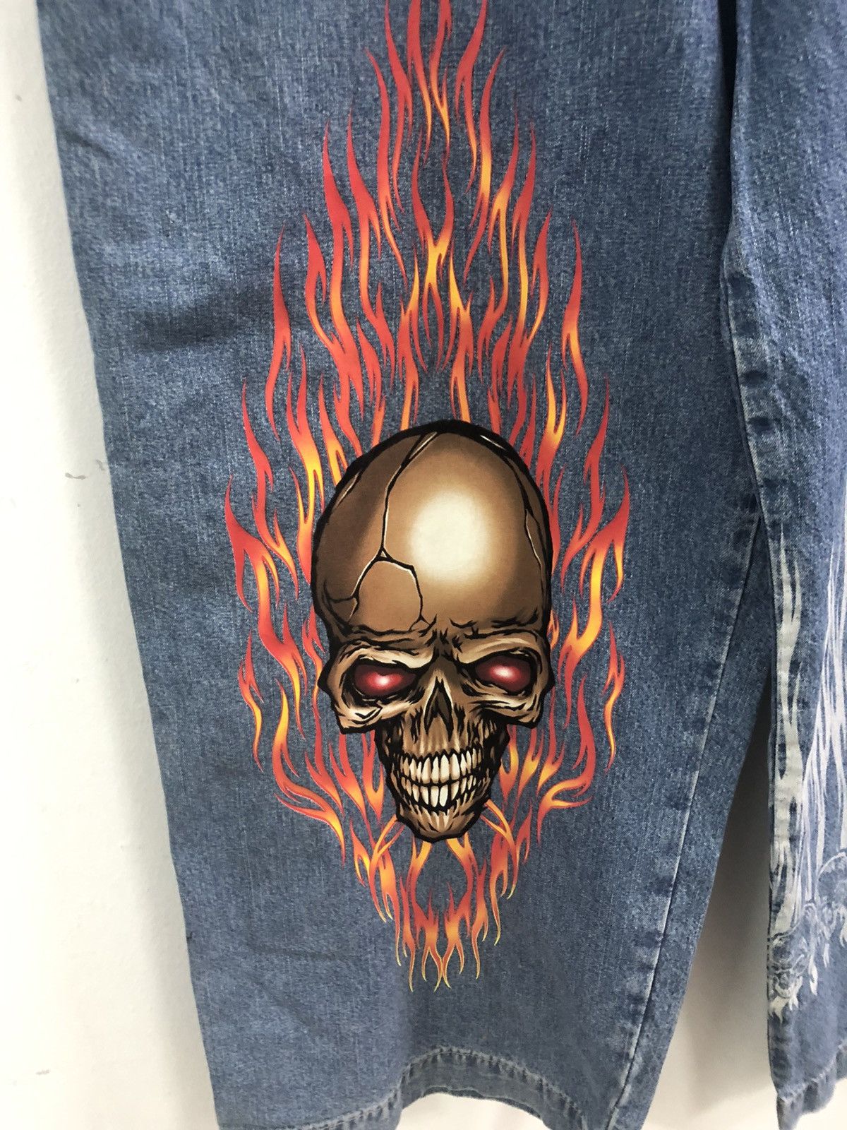 RARE! Vintage Jnco hot Jeans Flame Skull Baggy style Ravers Size: Men's US 34Wx29L