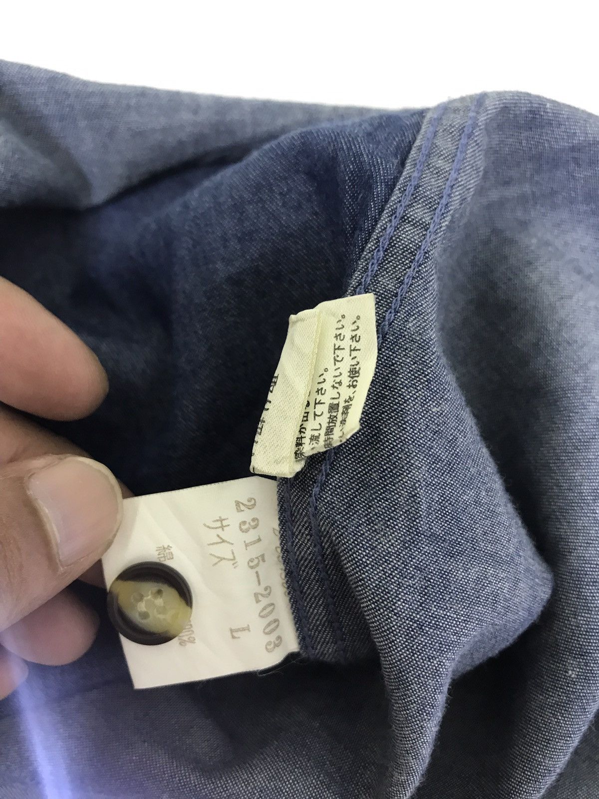 Japanese Brand Mr Junko Denim Chambray Shirt Thin Patchwork 6🟩2 Size US L / EU 52-54 / 3 - 6 Thumbnail