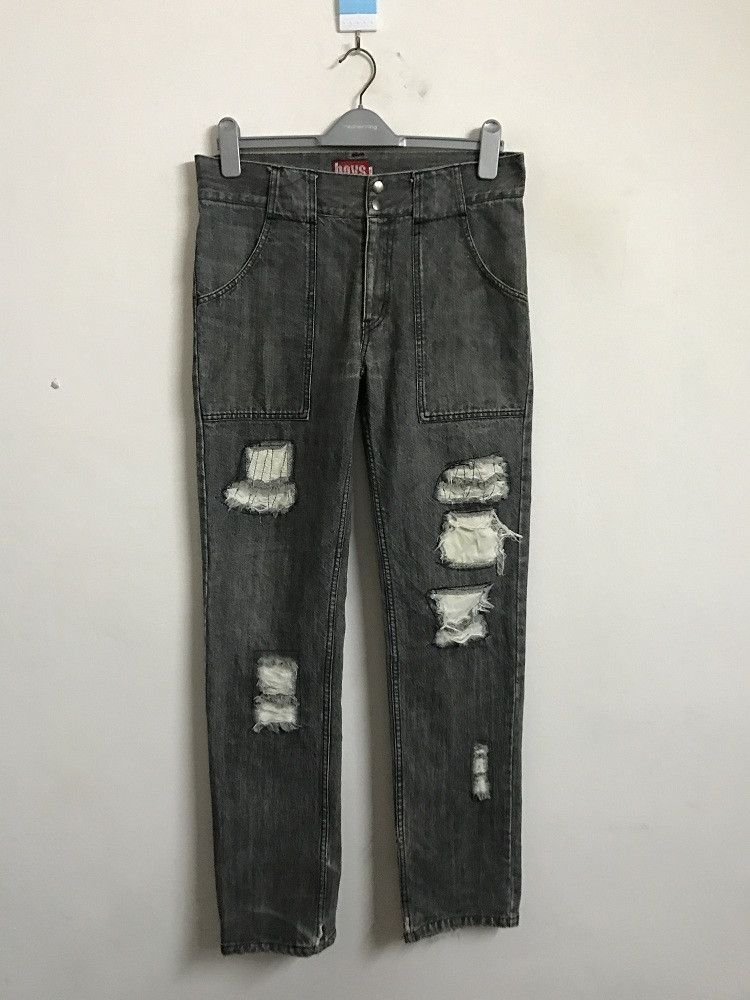 Vintage Men's Batsu Japan Distressed Patchwork Denim Bush Pant Size US 31 - 1 Thumbnail