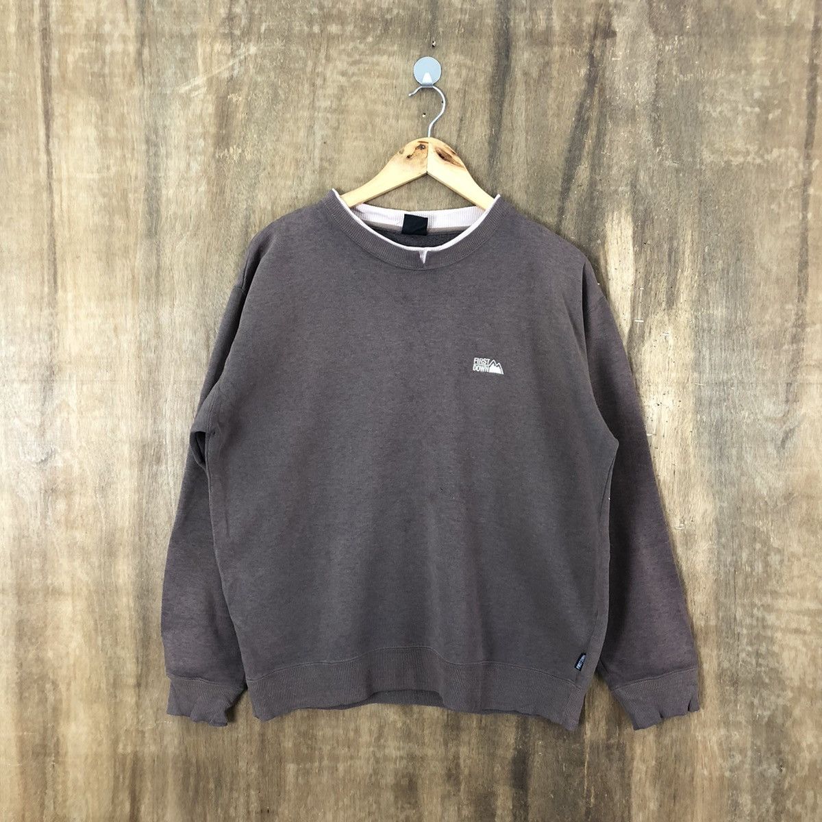 image of First Down Faded Brown Sweatshirt, Men's (Size Large)