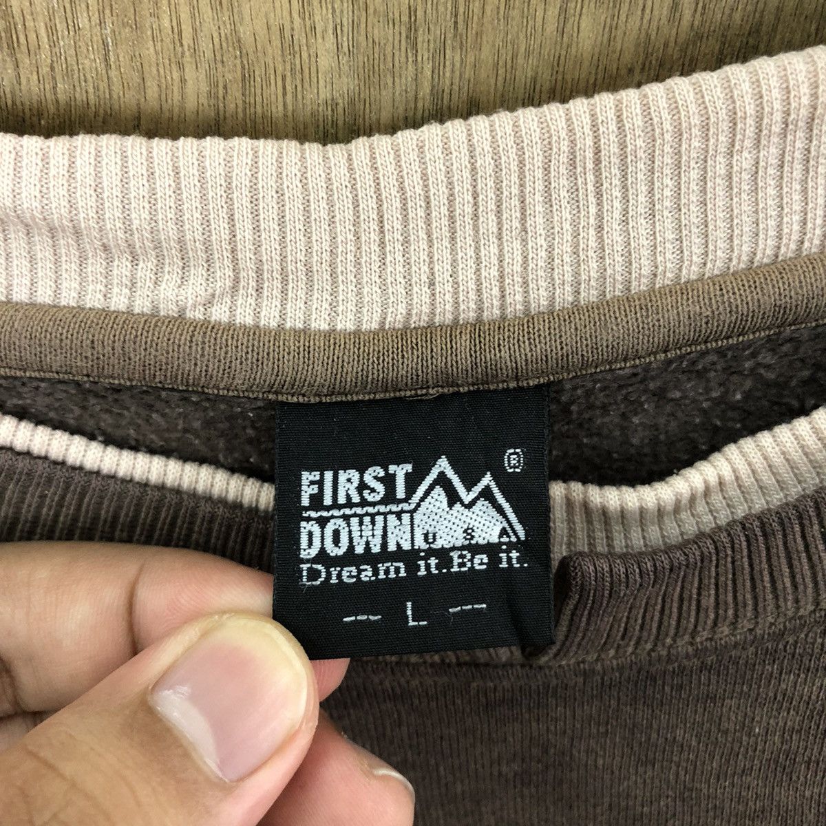 Japanese Brand Vintage First Down Faded Brown Sweatshirt Size US L / EU 52-54 / 3 - 6 Thumbnail