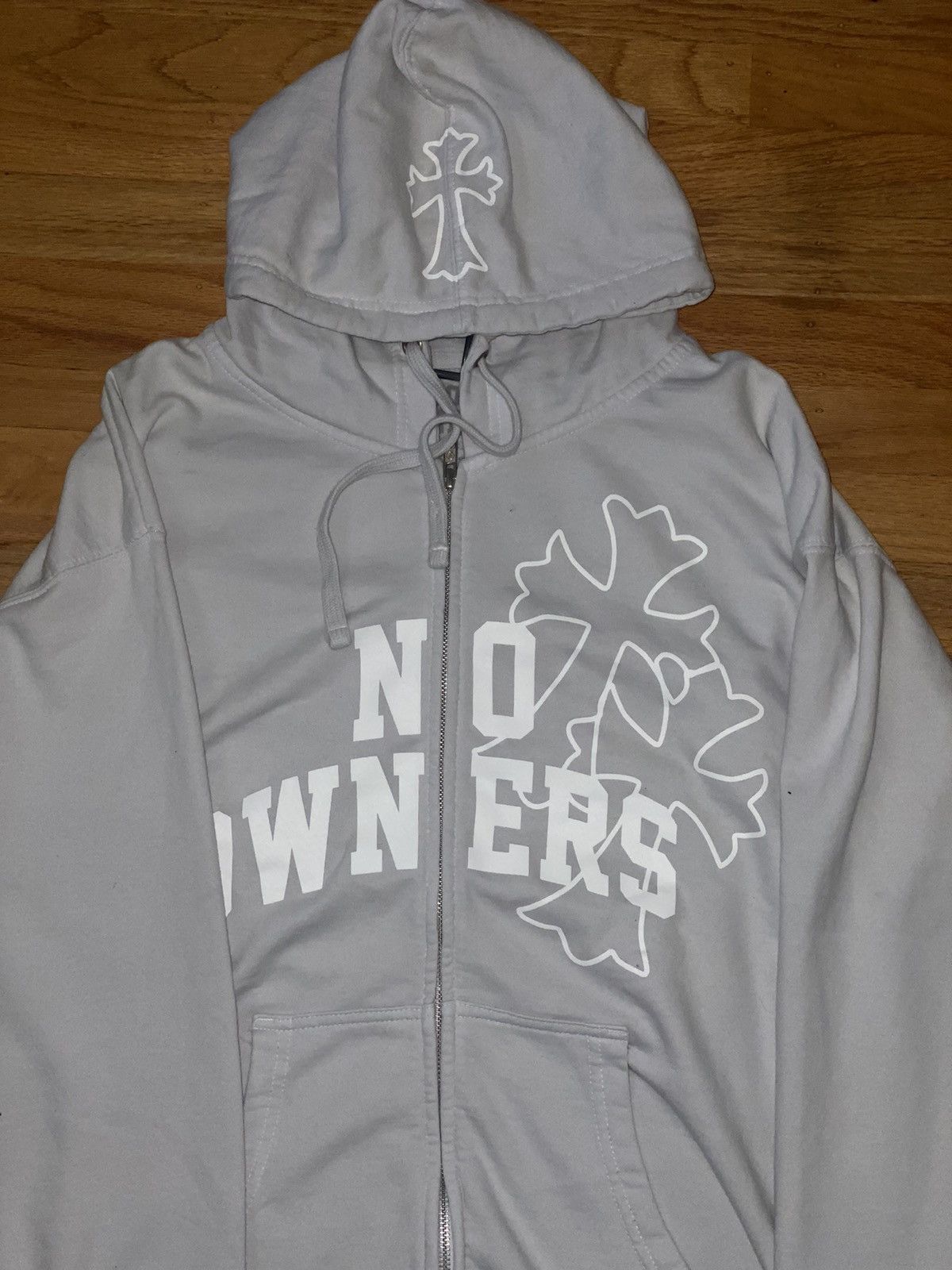 Streetwear No Owners/Nowners Zip Up Hoodie/Jacket Grey/White | Grailed