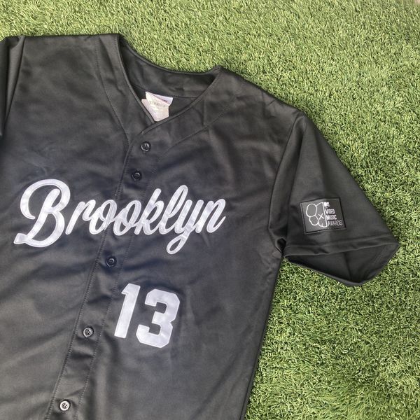 RARE! KAWS x MTV 2013 VMA 13 BROOKLYN BASEBALL JERSEY EMBROIDERED