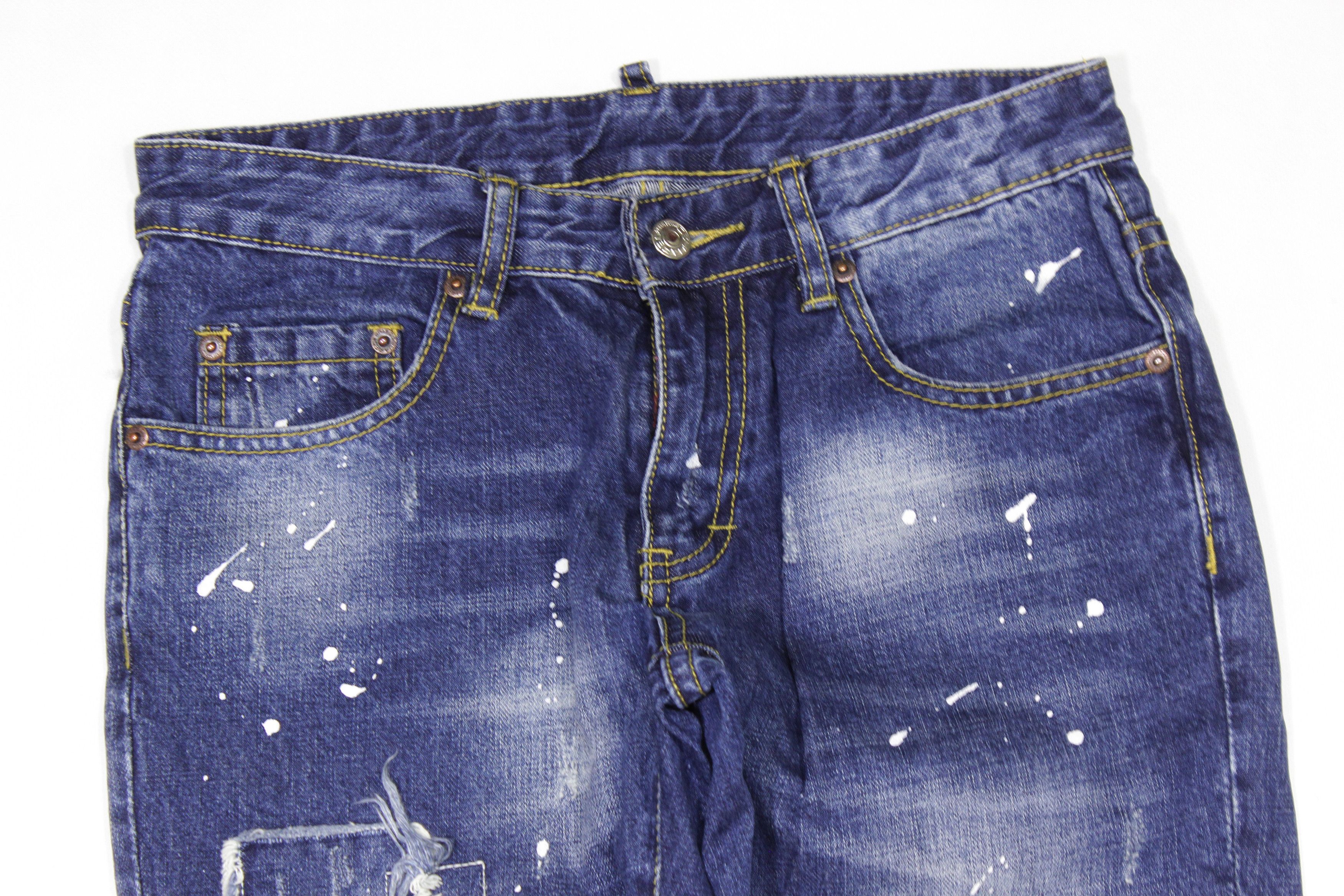 Dsquared2 00S Painted Patched Jeans Vintage Size US 30 / EU 46 - 3 Thumbnail