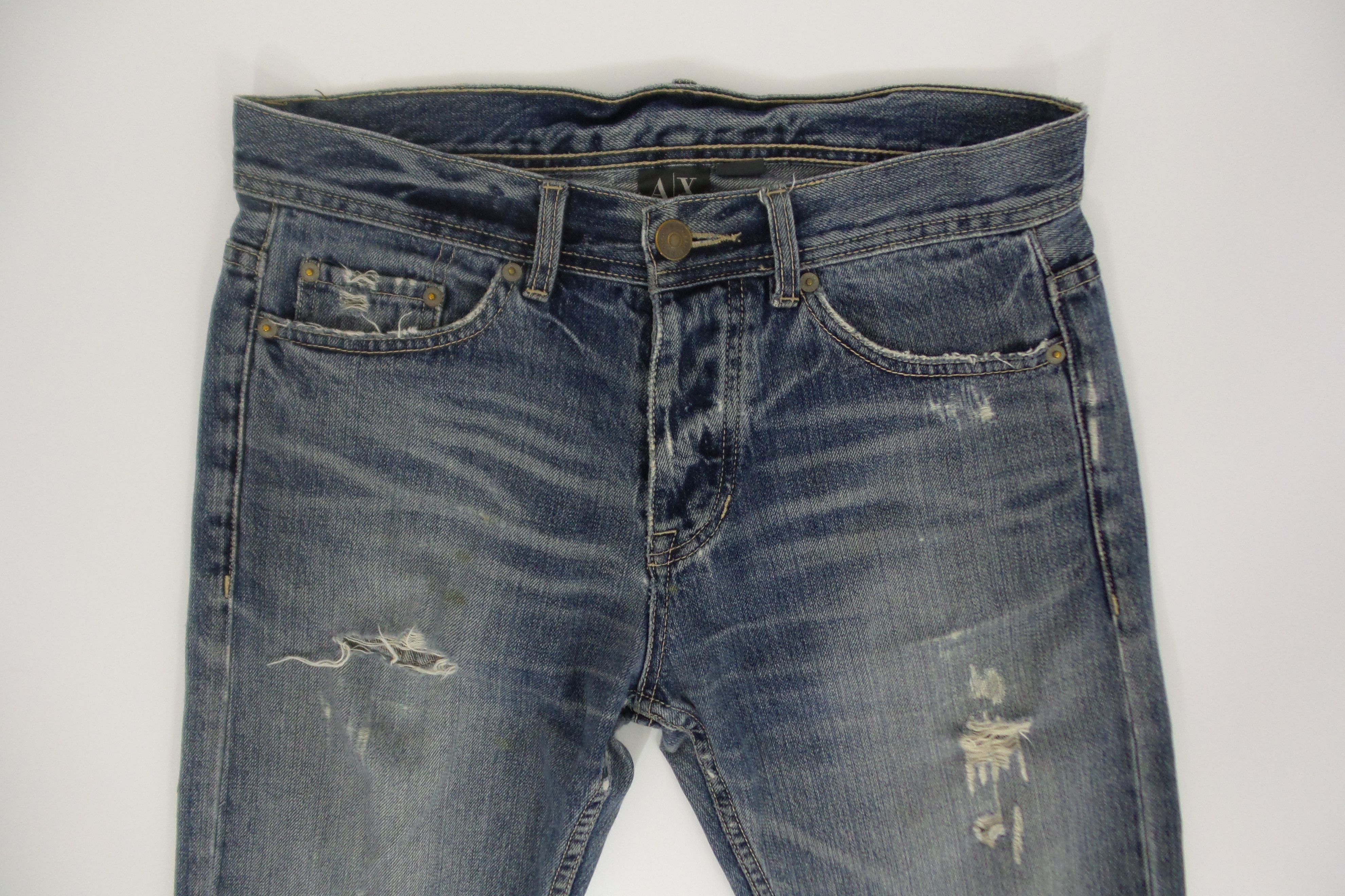 Armani Exchange × Designer Armani Exchange J66 Straight Stonewashed Jeans W32xL43 Size US 32 / EU 48 - 2 Thumbnail