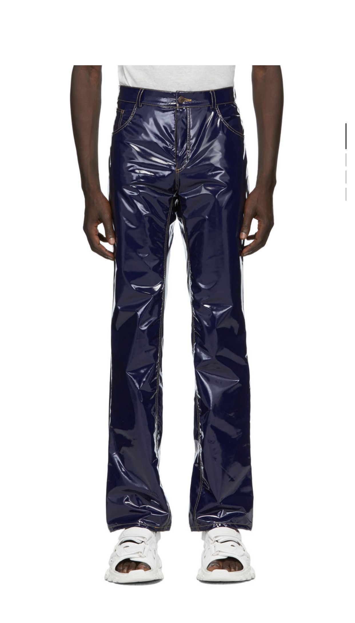 Ottolinger Navy Faux-Leather Trousers Size US 29 - 4 Thumbnail