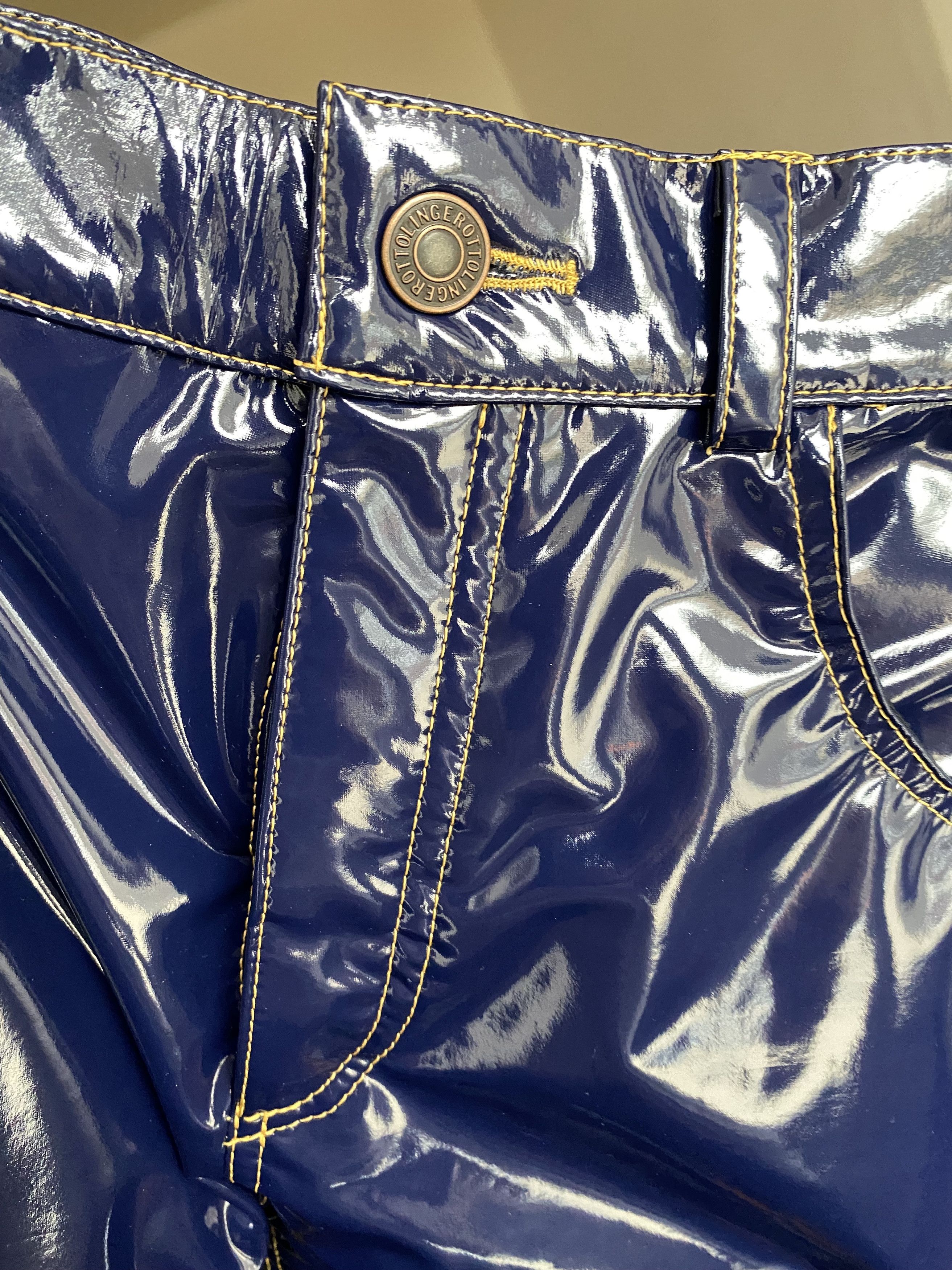 Ottolinger Navy Faux-Leather Trousers Size US 29 - 2 Thumbnail