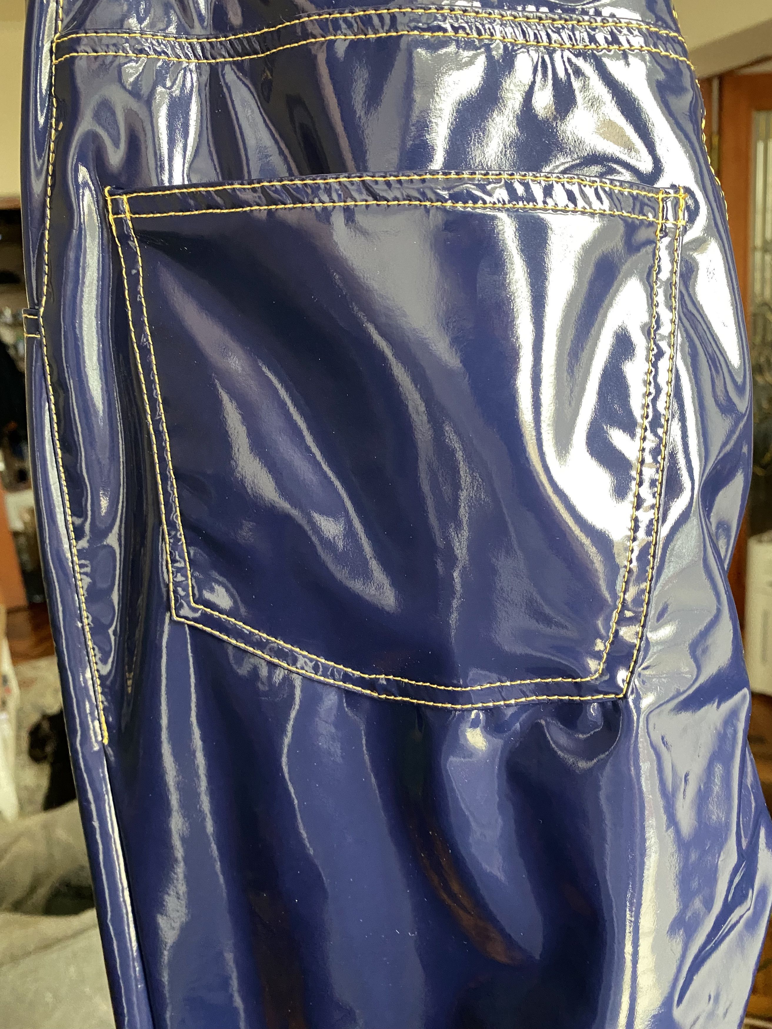 Ottolinger Navy Faux-Leather Trousers Size US 29 - 3 Thumbnail