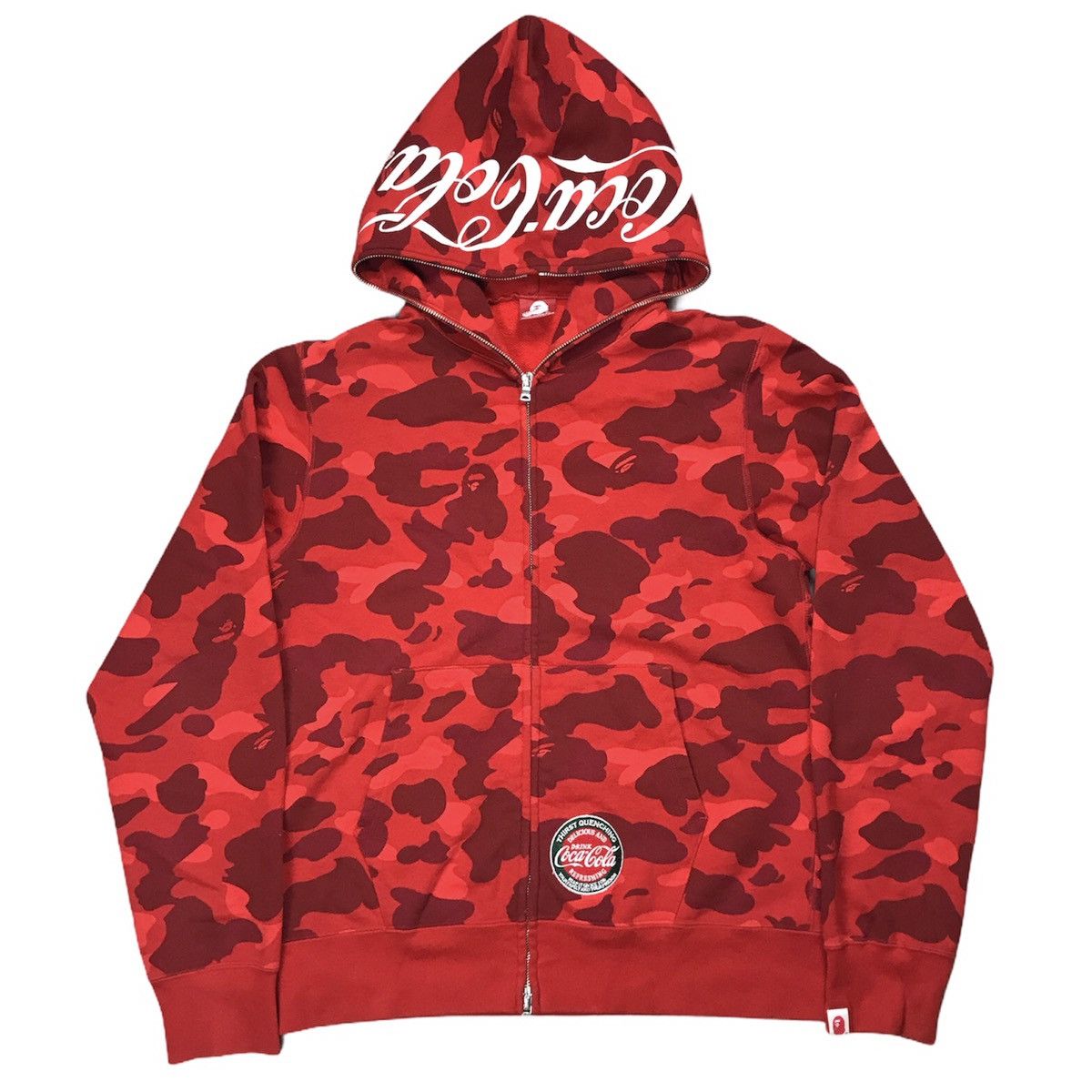 Bape Coca Cola A Bathing Ape X Coca Cola Red Camo Full Zip Hoodie Sweater Grailed