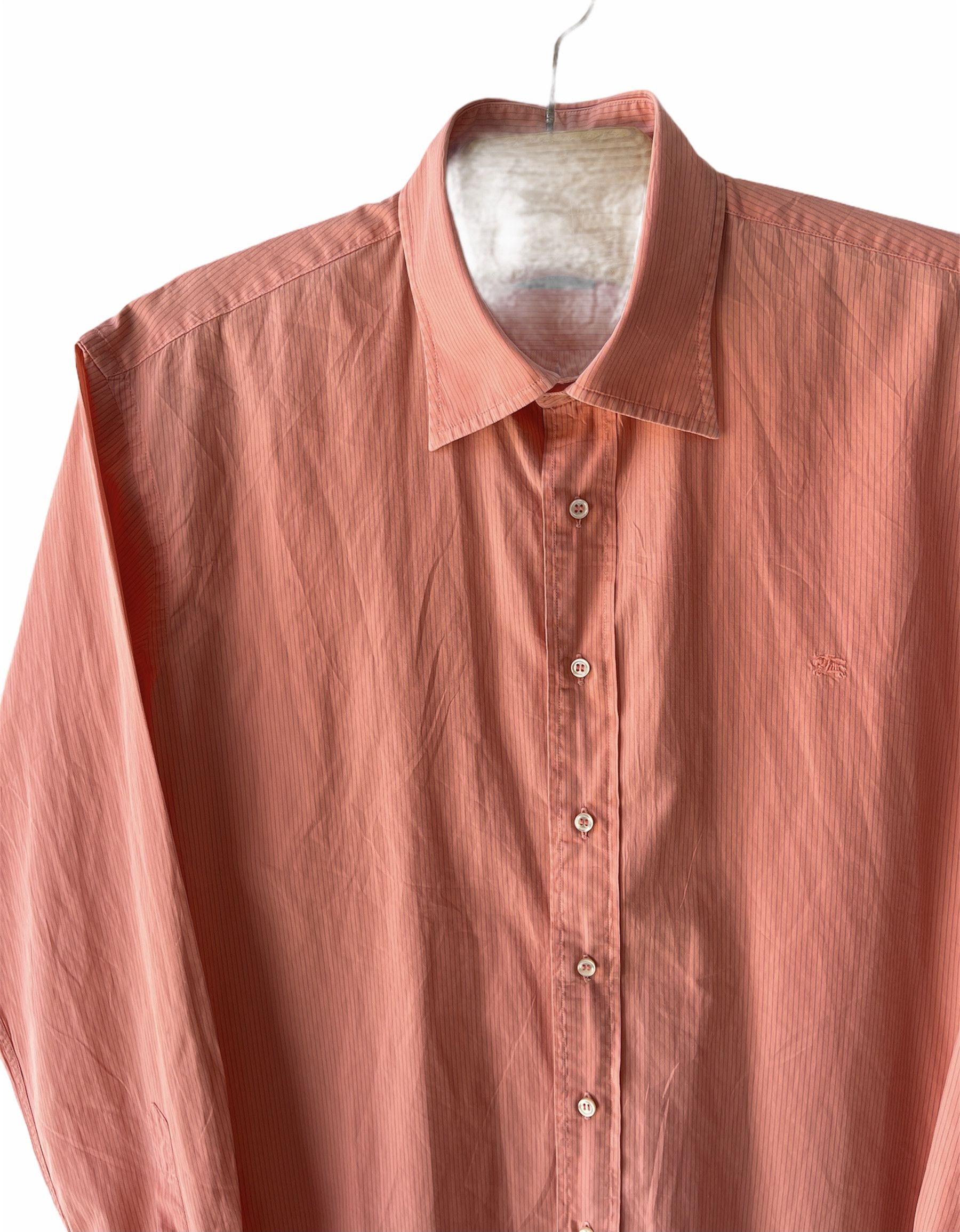 Burberry Burberry orange pink shirt size xl striped rare logo xl Size US XL / EU 56 / 4 - 1 Thumbnail