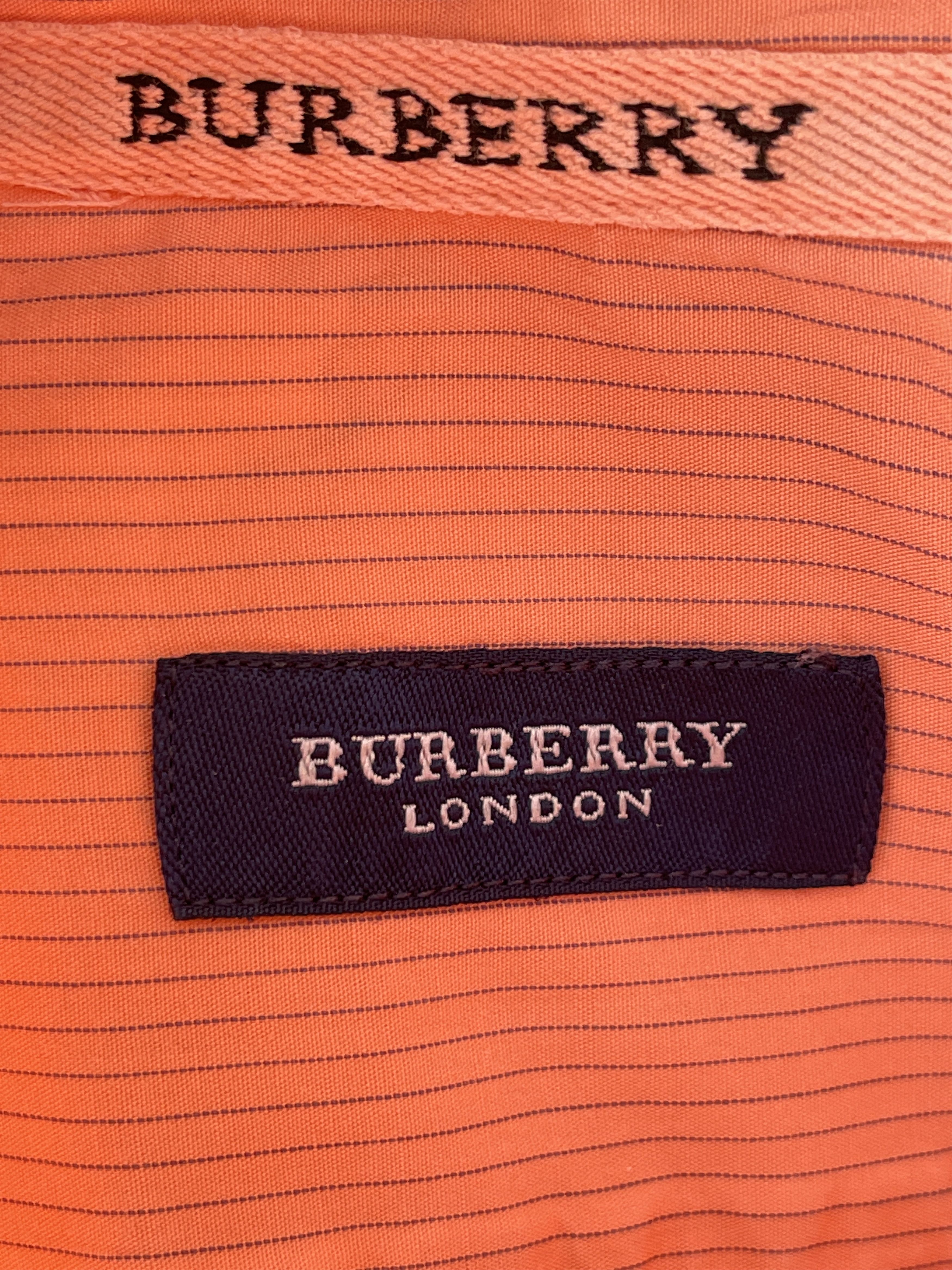 Burberry Burberry orange pink shirt size xl striped rare logo xl Size US XL / EU 56 / 4 - 7 Thumbnail