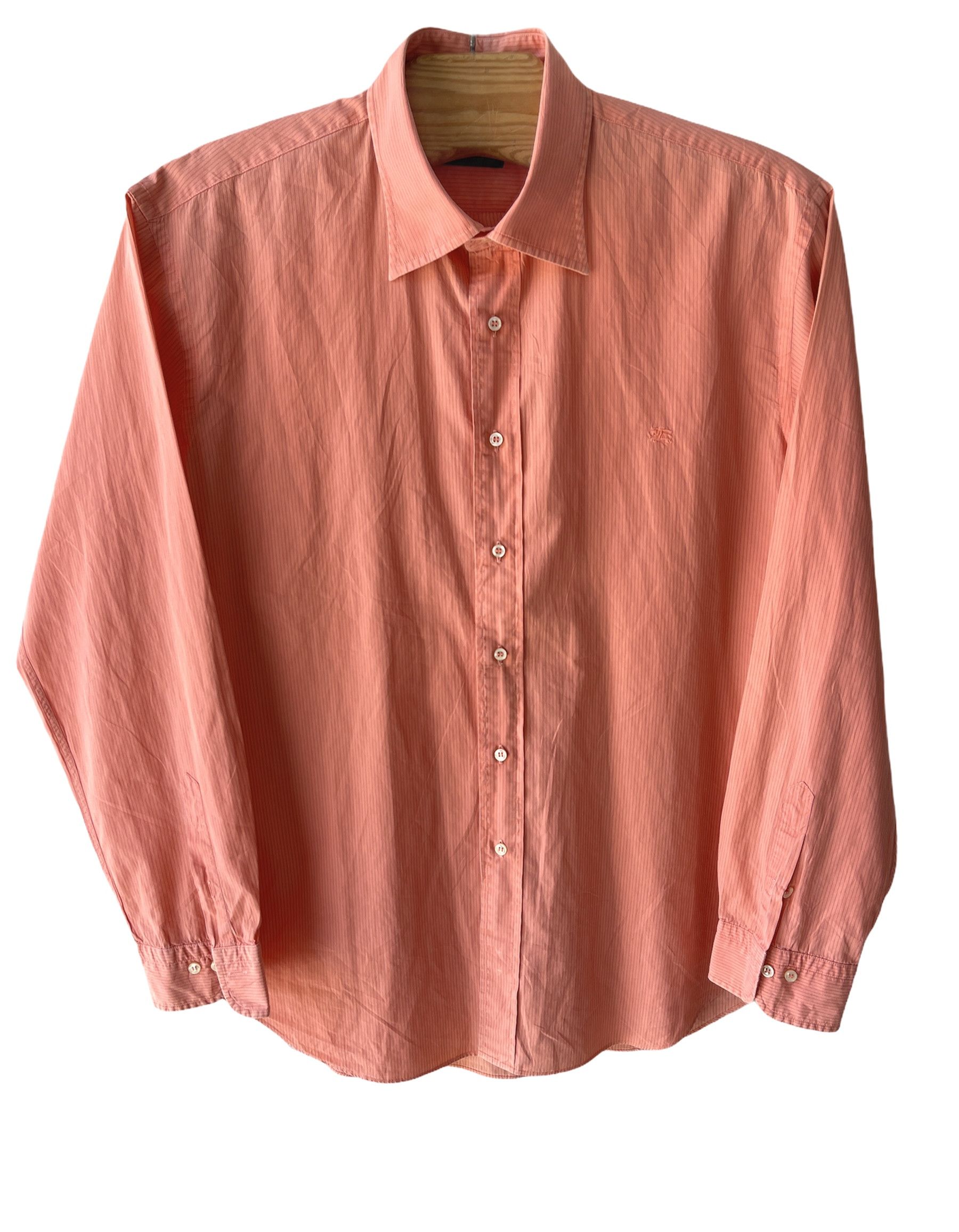 Burberry Burberry orange pink shirt size xl striped rare logo xl Size US XL / EU 56 / 4 - 3 Thumbnail