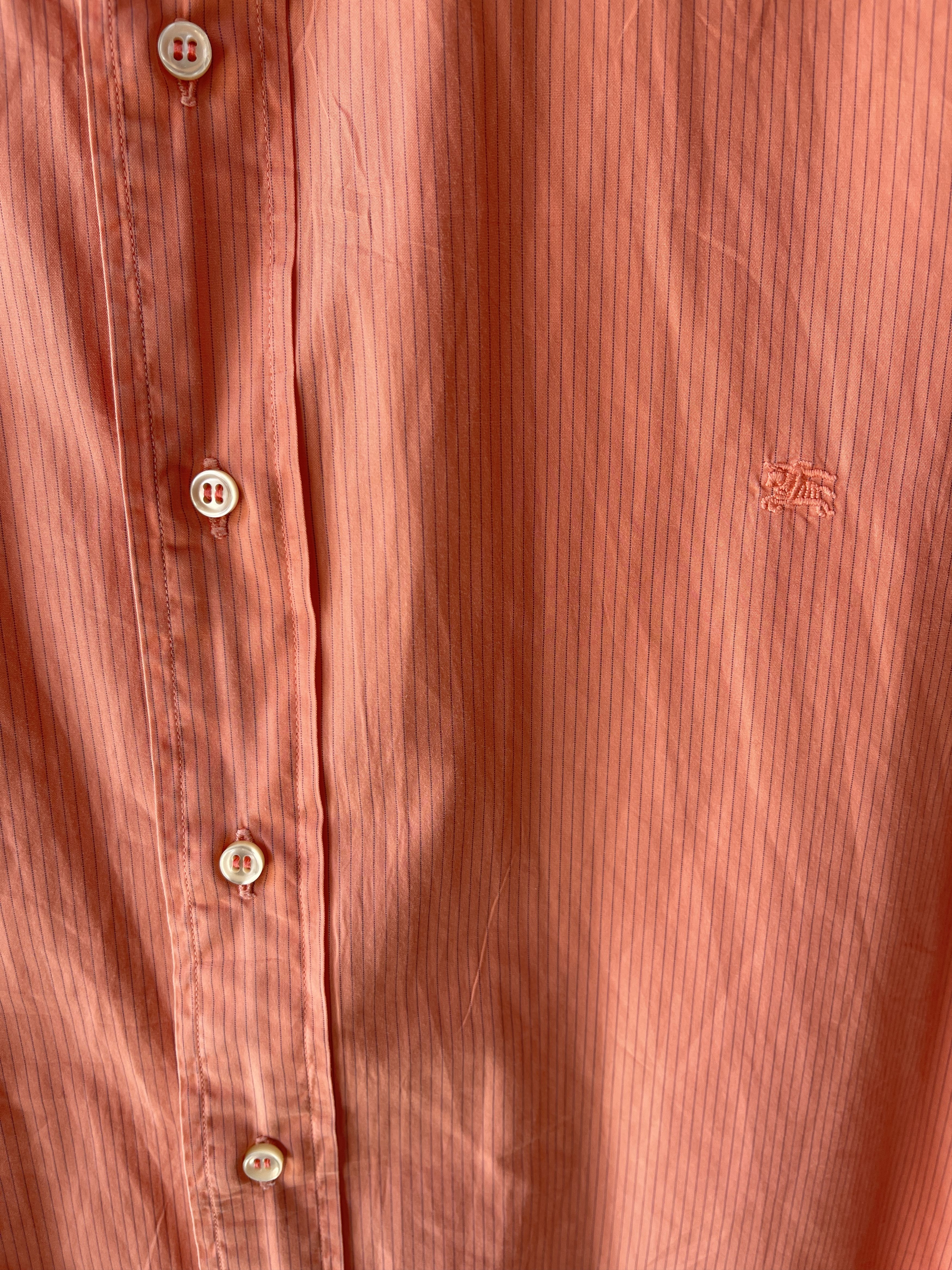 Burberry Burberry orange pink shirt size xl striped rare logo xl Size US XL / EU 56 / 4 - 5 Thumbnail