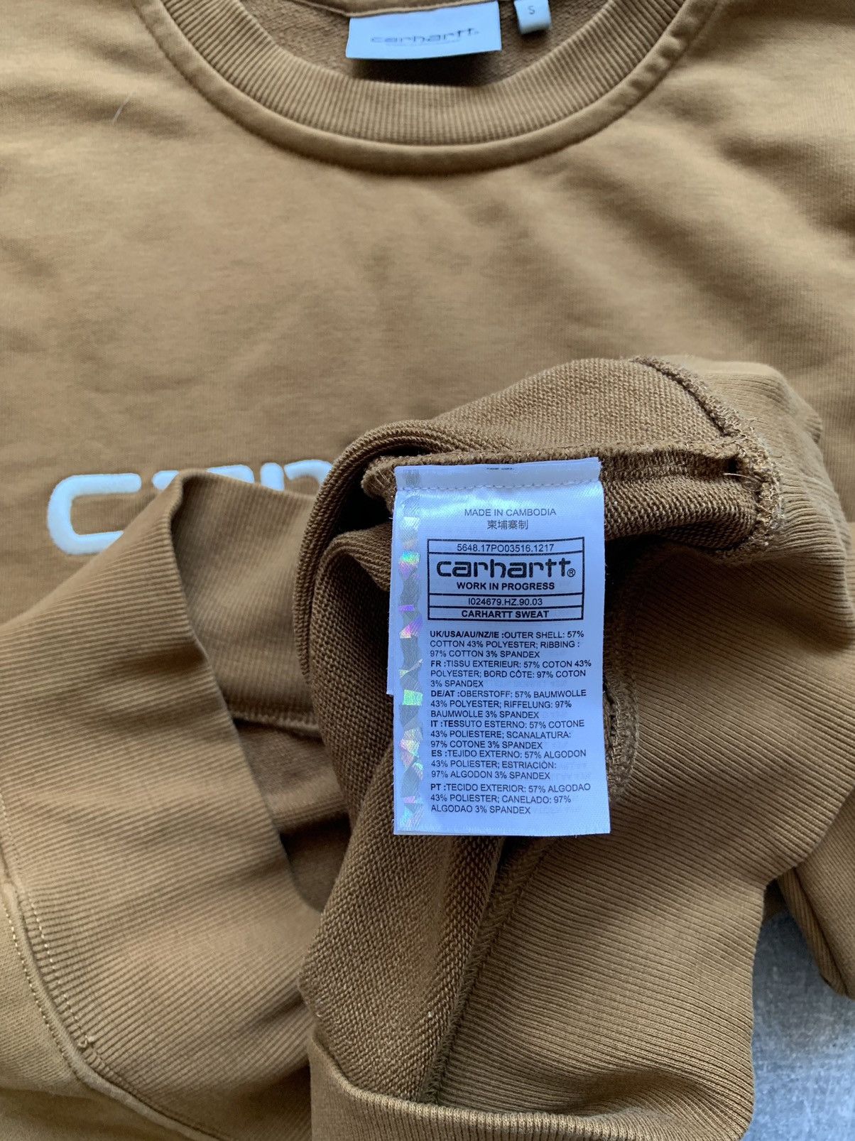 Carhartt × Carhartt Wip Carhartt wip logo sweatshirt spell out embroidered brown Size US S / EU 44-46 / 1 - 8 Thumbnail