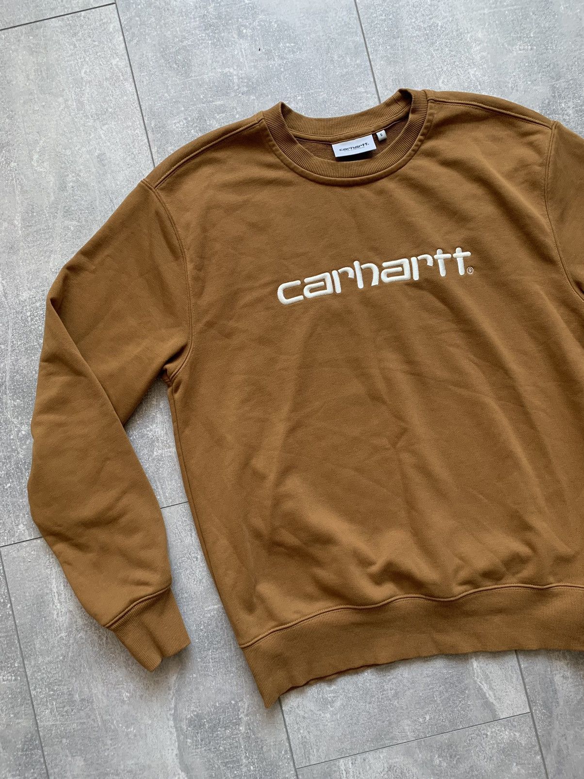 Carhartt × Carhartt Wip Carhartt wip logo sweatshirt spell out embroidered brown Size US S / EU 44-46 / 1 - 2 Thumbnail
