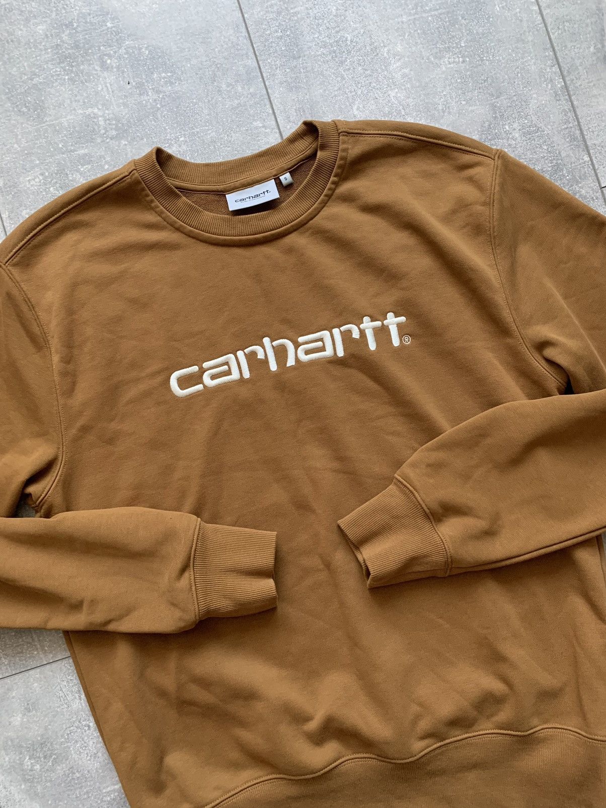 Carhartt × Carhartt Wip Carhartt wip logo sweatshirt spell out embroidered brown Size US S / EU 44-46 / 1 - 7 Thumbnail