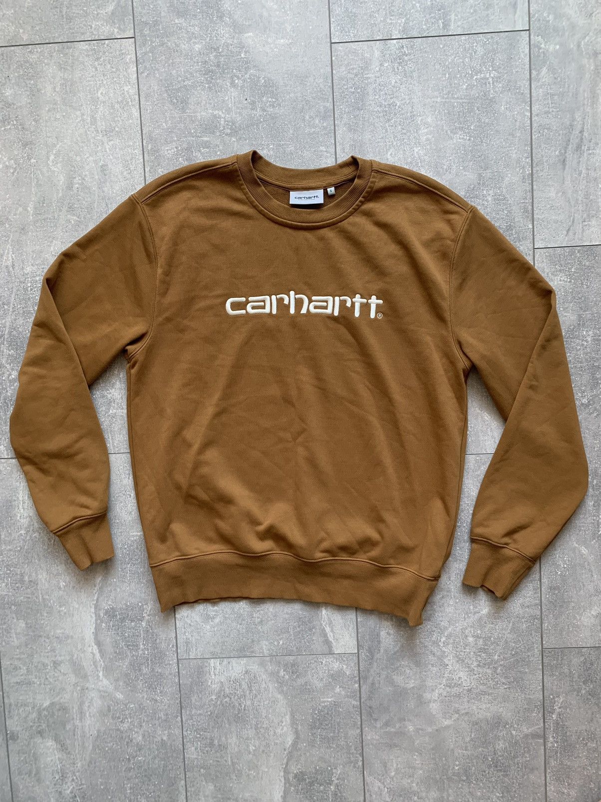 Carhartt × Carhartt Wip Carhartt wip logo sweatshirt spell out embroidered brown Size US S / EU 44-46 / 1 - 1 Thumbnail