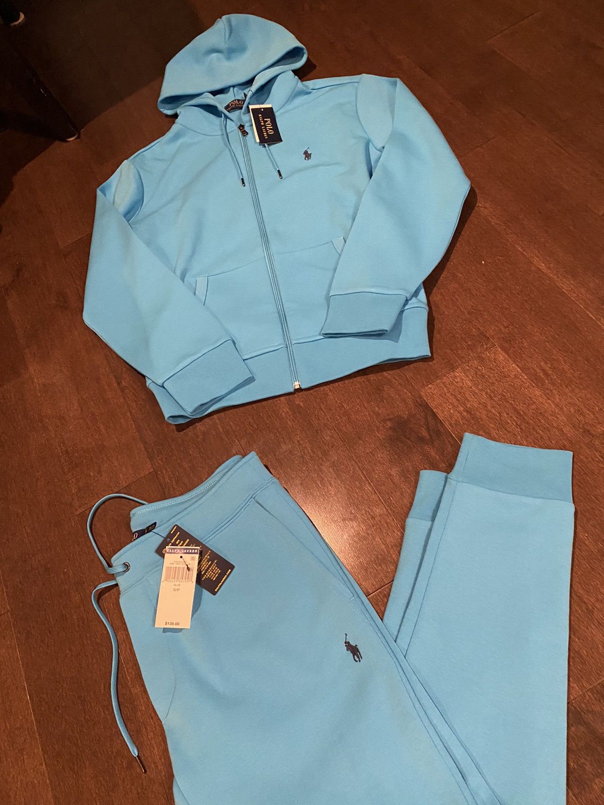 Light blue discount polo sweat suit