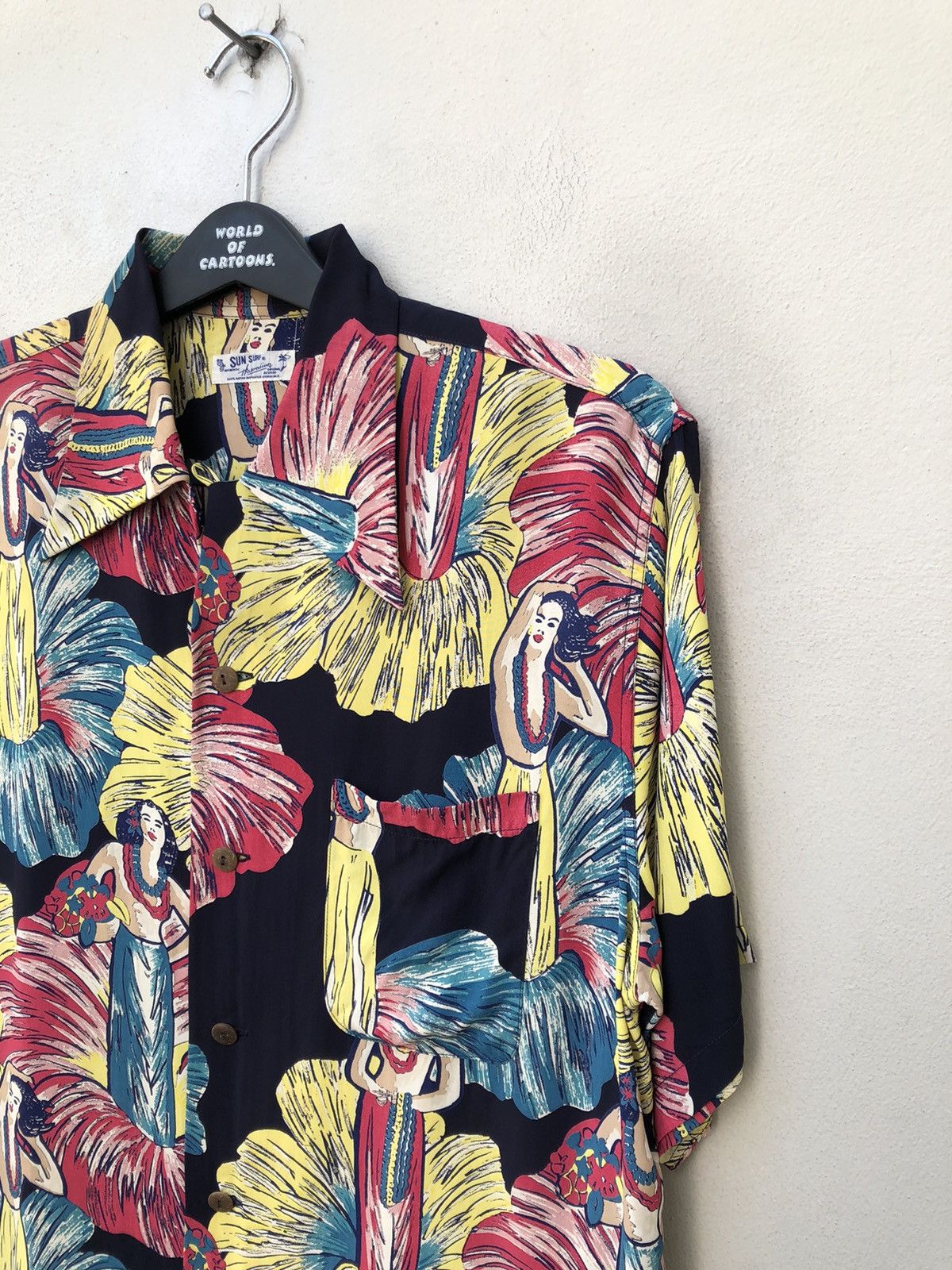 Sugar Cane × Wacko Maria Sun surf Japan Hibiscus 🌺 Hula Girl Rayon Hawaiian Shirt Size US M / EU 48-50 / 2 - 9 Thumbnail