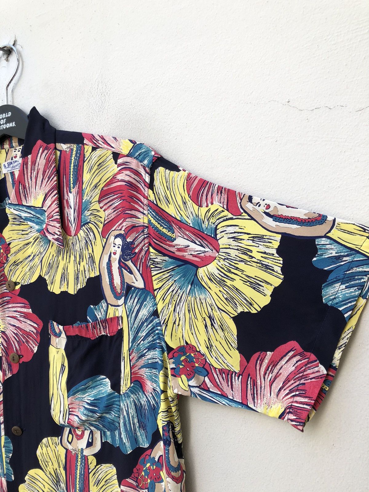 Sugar Cane × Wacko Maria Sun surf Japan Hibiscus 🌺 Hula Girl Rayon Hawaiian Shirt Size US M / EU 48-50 / 2 - 10 Thumbnail