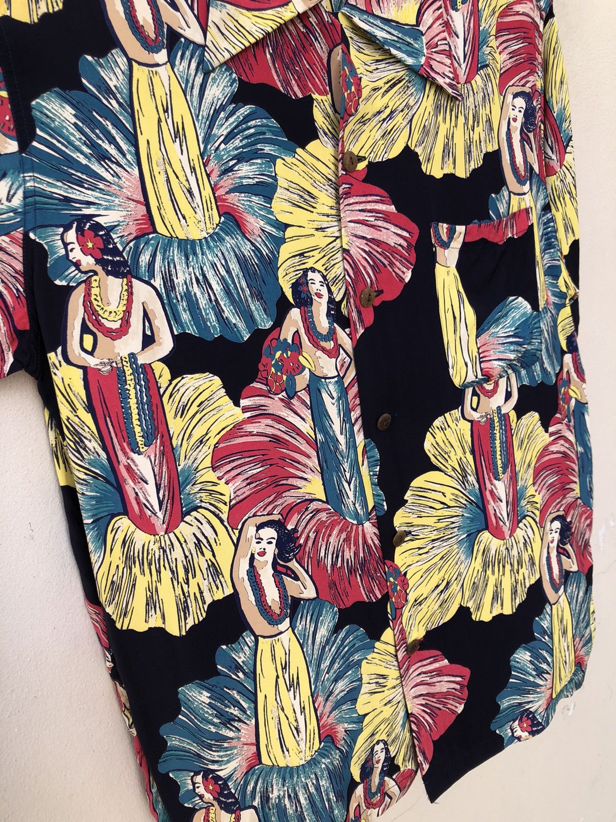 Sugar Cane × Wacko Maria Sun surf Japan Hibiscus 🌺 Hula Girl Rayon Hawaiian Shirt Size US M / EU 48-50 / 2 - 14 Thumbnail