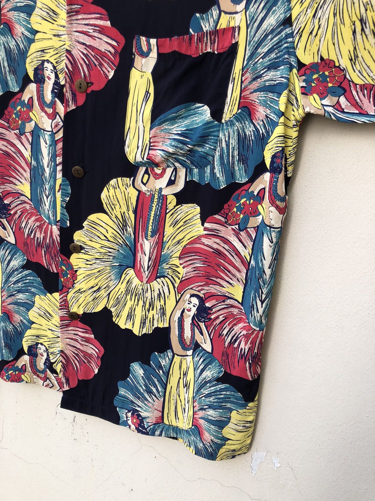 Sugar Cane × Wacko Maria Sun surf Japan Hibiscus 🌺 Hula Girl Rayon Hawaiian Shirt Size US M / EU 48-50 / 2 - 11 Thumbnail