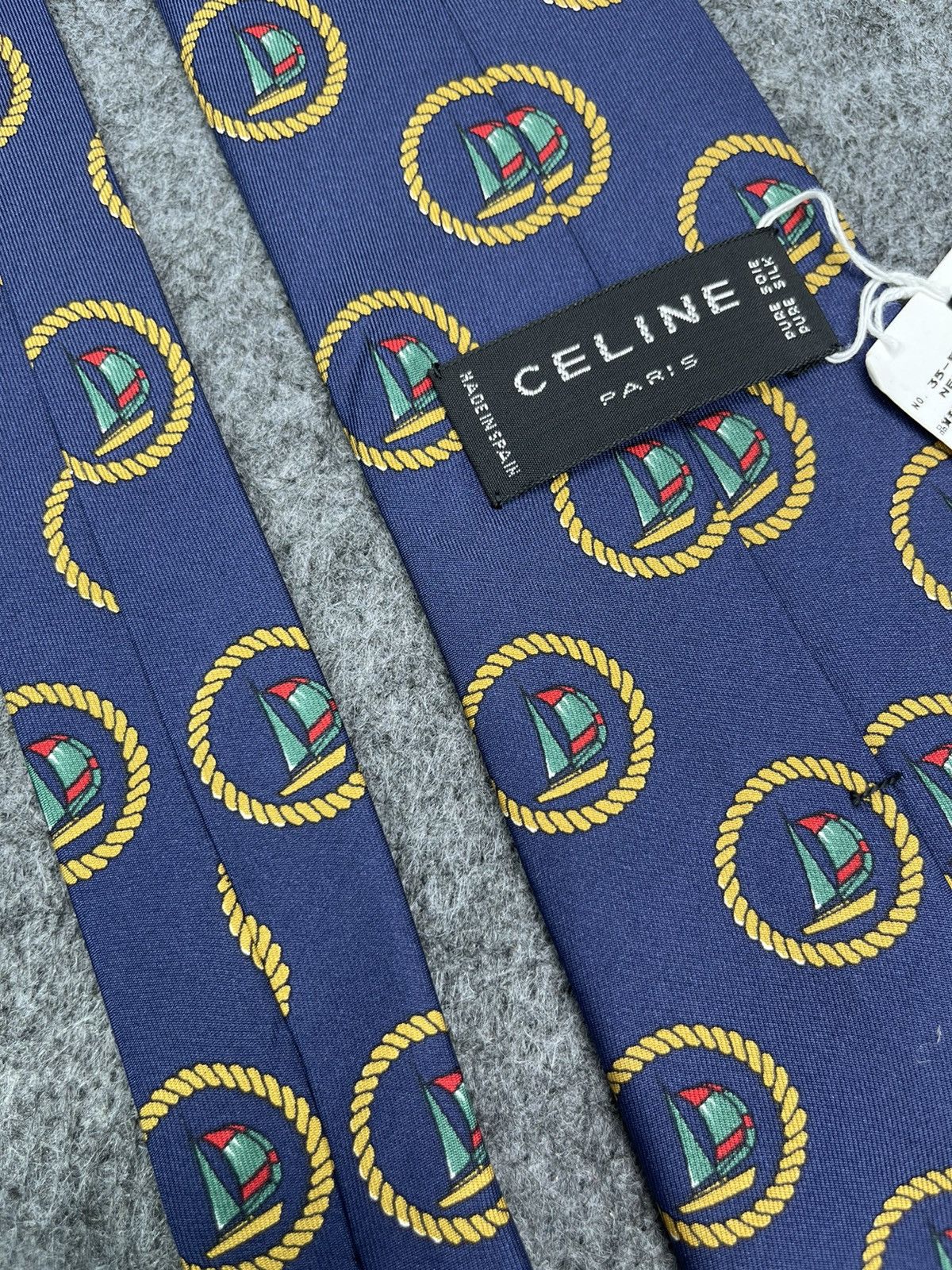 CELINE TIE SILK SHIP DESIGN LUXURY NECKTIE ITALY