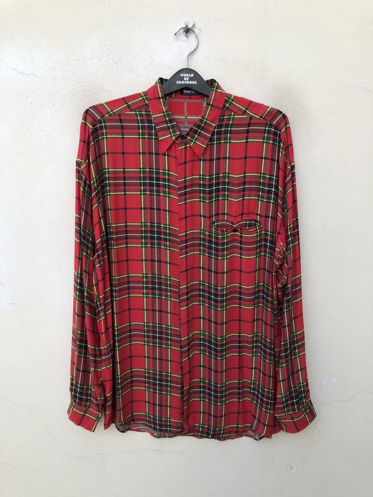 Vintage Vittorio Carini Barassi Tartan Rayon LS Shirt