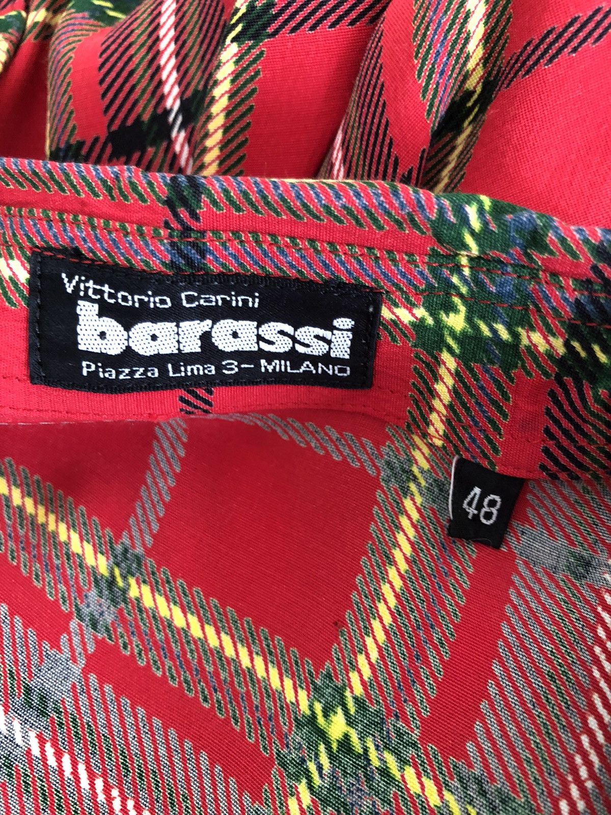 Vintage Vintage Vittorio Carini Barassi Tartan Rayon LS Shirt Size US L / EU 52-54 / 3 - 13 Thumbnail