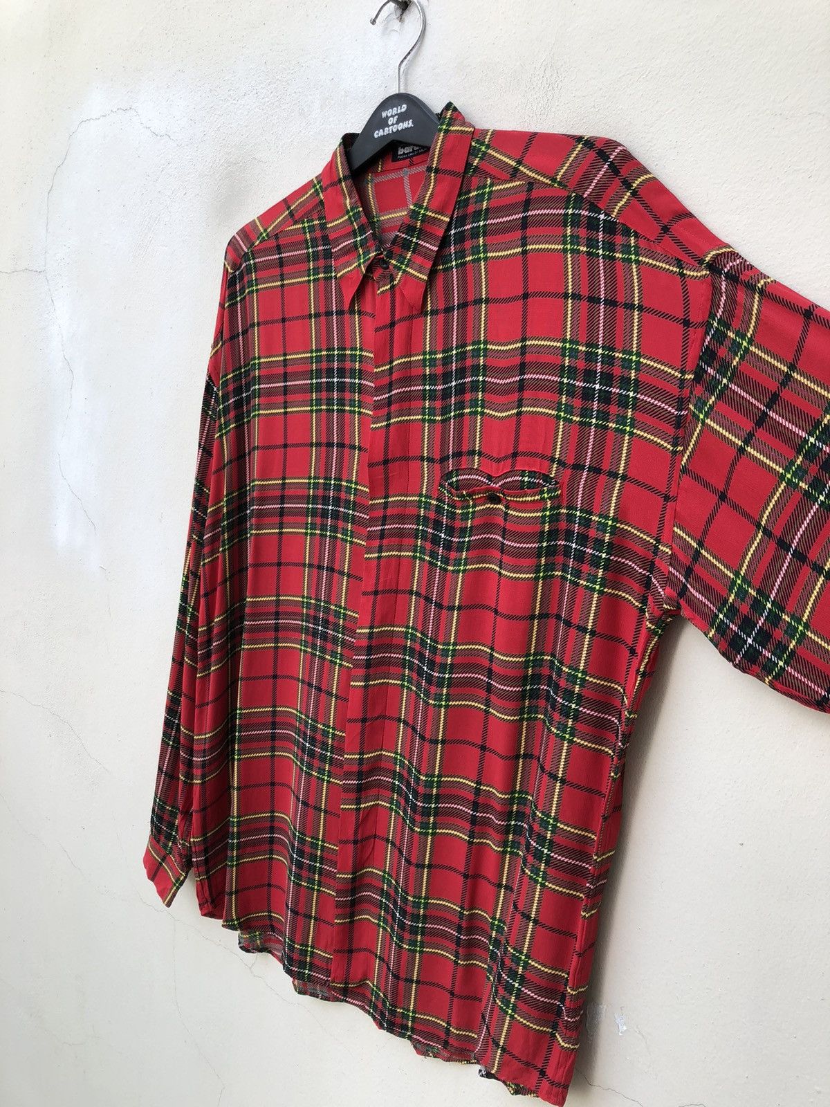 Vintage Vintage Vittorio Carini Barassi Tartan Rayon LS Shirt Size US L / EU 52-54 / 3 - 7 Thumbnail