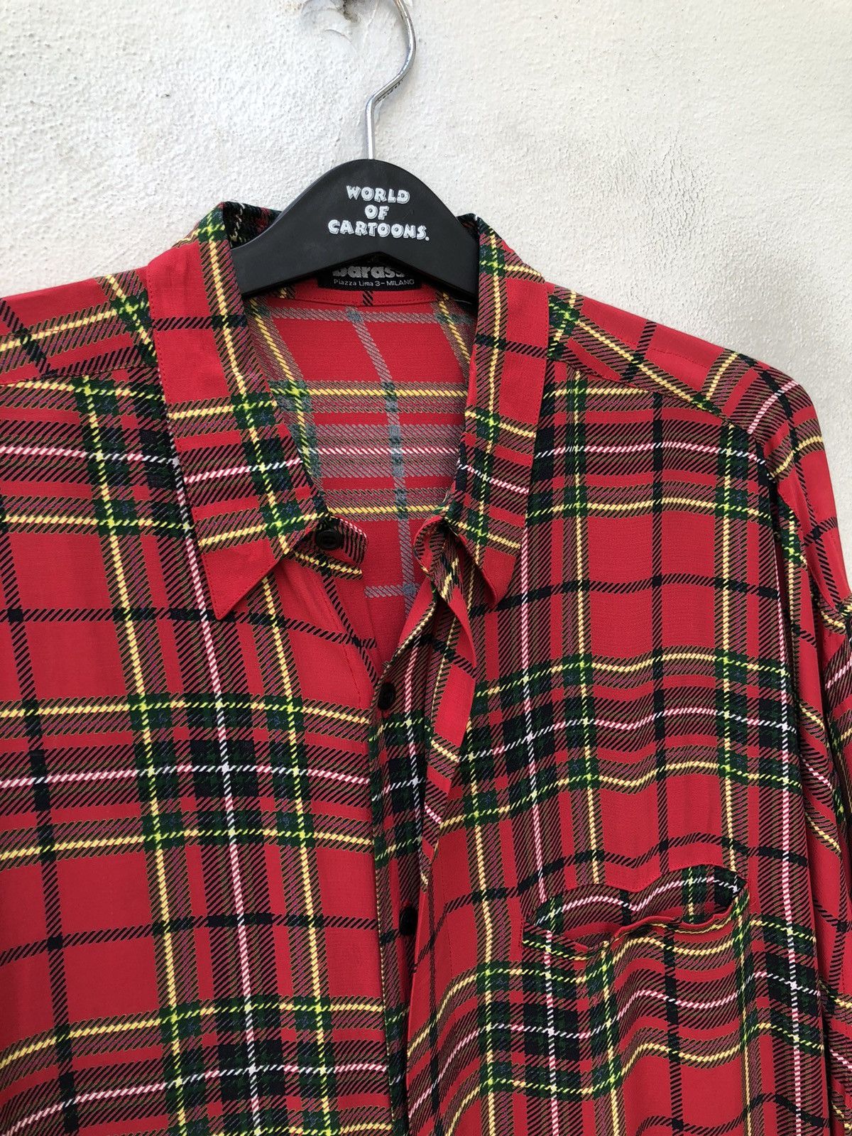 Vintage Vintage Vittorio Carini Barassi Tartan Rayon LS Shirt Size US L / EU 52-54 / 3 - 12 Thumbnail