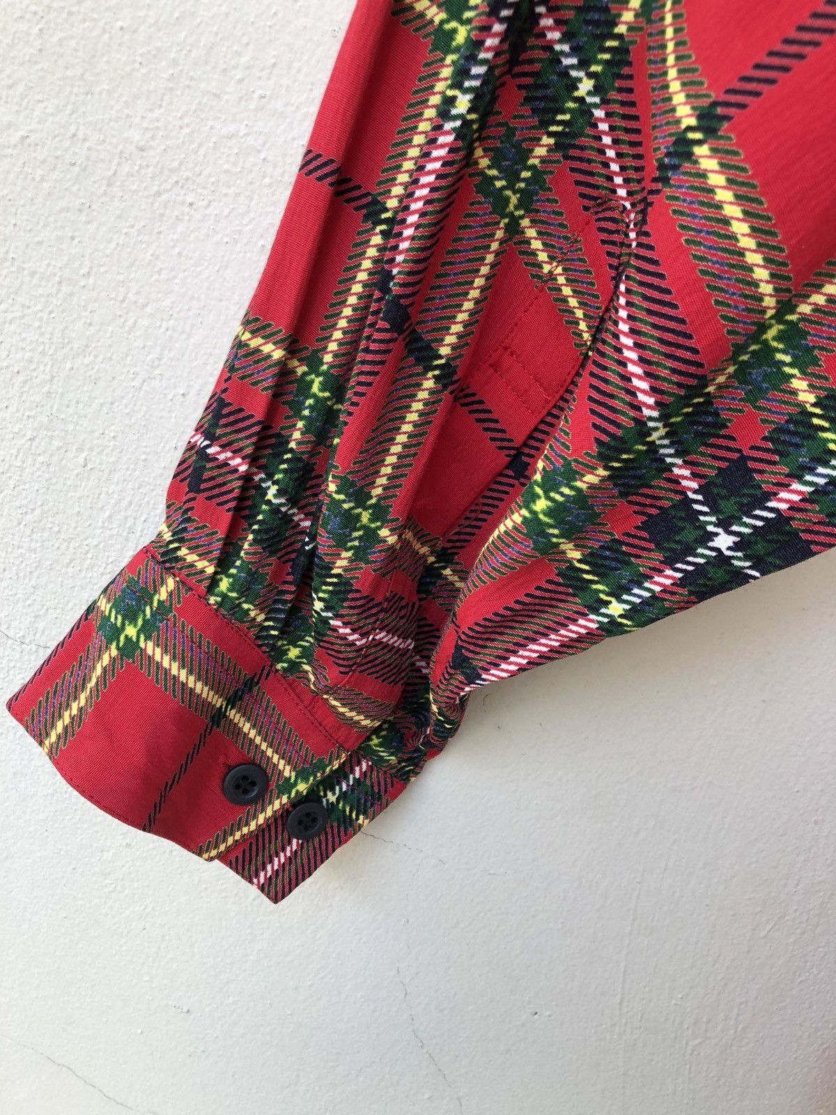 Vintage Vintage Vittorio Carini Barassi Tartan Rayon LS Shirt Size US L / EU 52-54 / 3 - 10 Thumbnail